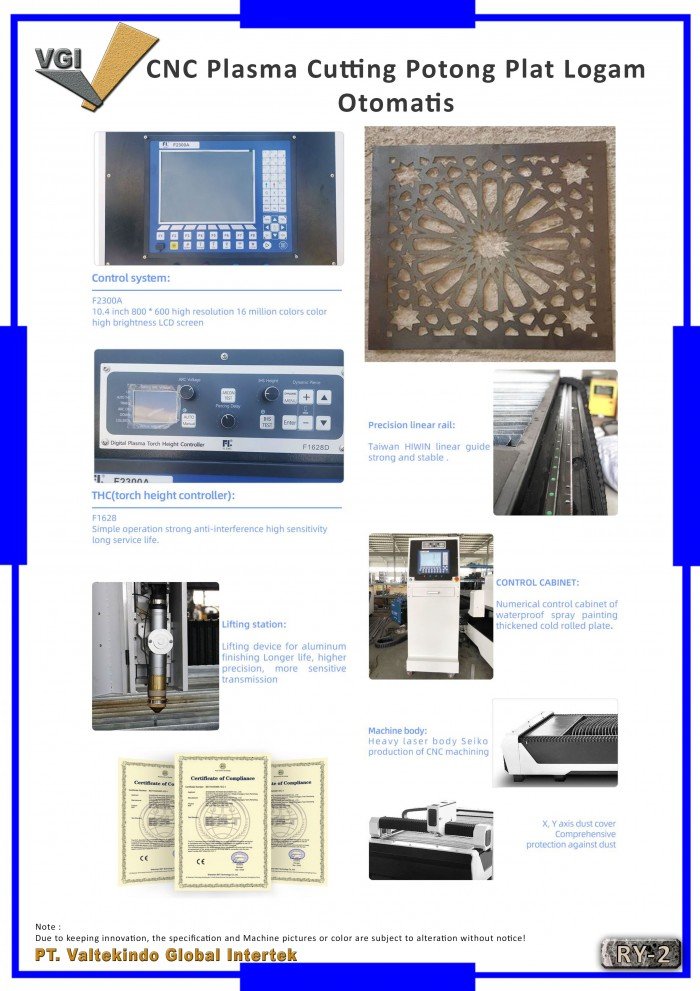 Feature CNC Plasma Cutting Potong Plat Logam Otomatis