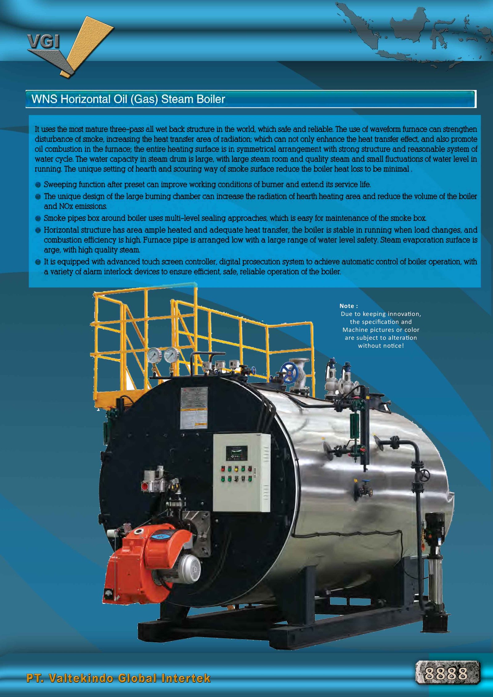 Horizontal Oil (Gas) Steam Boiler WNS