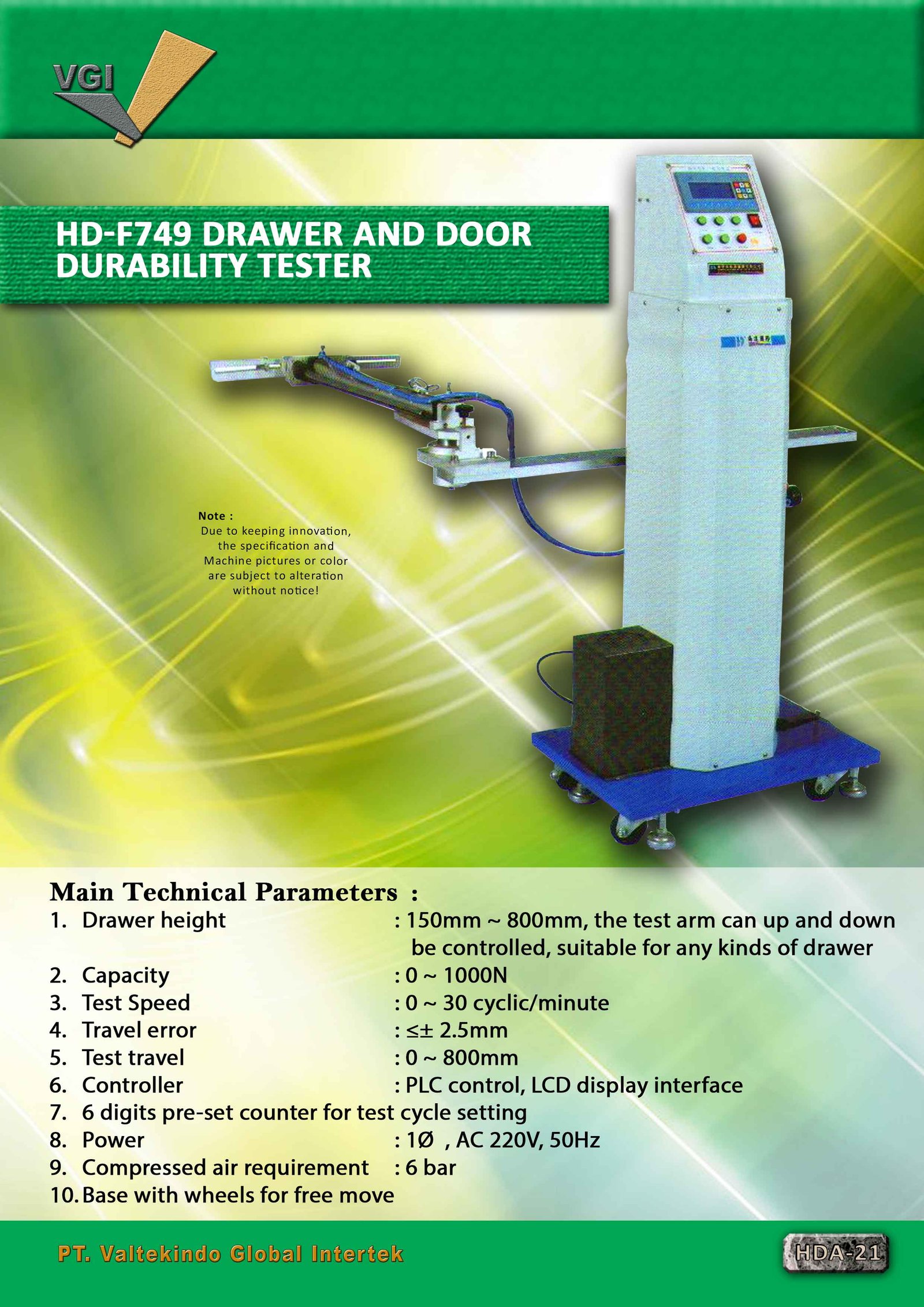 Alat Uji Daya Tahan Durability Laci Pintu