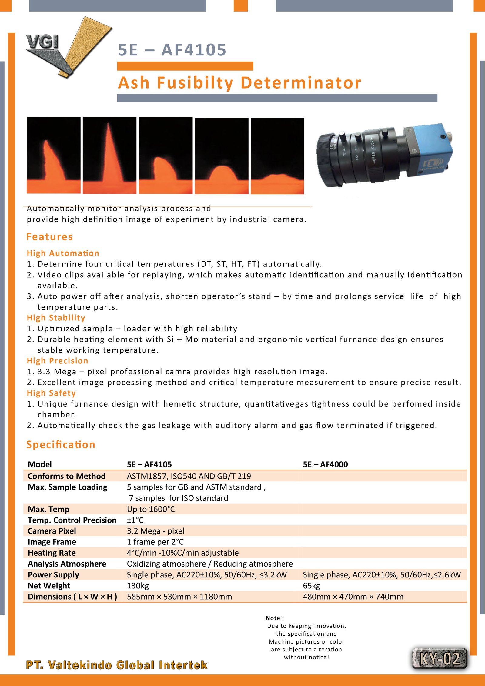 Ash Fusibility Determinator Features 