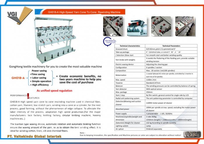 High Speed Yarn Cone To Cone Rewinding Machine (A)