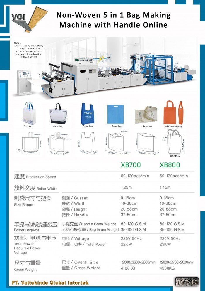 Mesin Pembuat Kantong Spunbond Non Woven