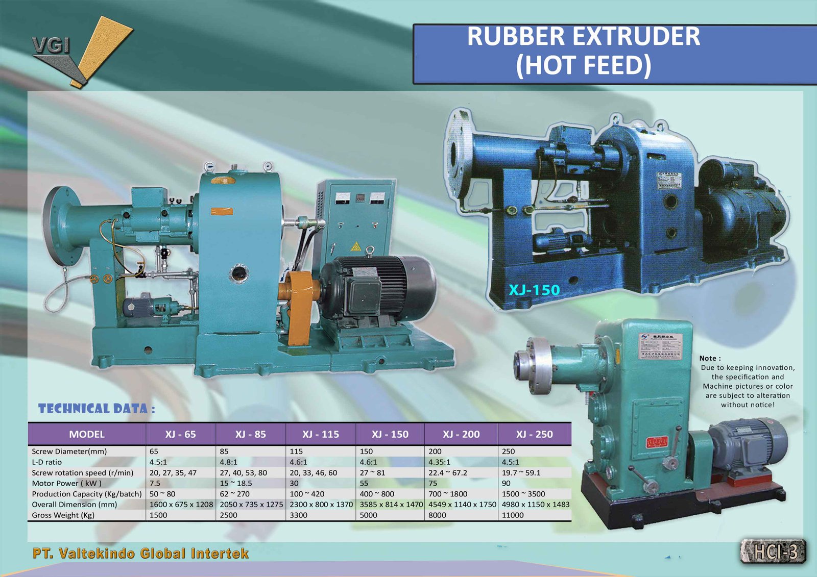 Rubber Extruder Karet Hot Feed