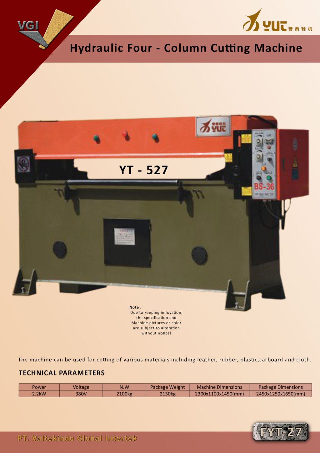 Hydraulic Four Coloumn Cutting Machine