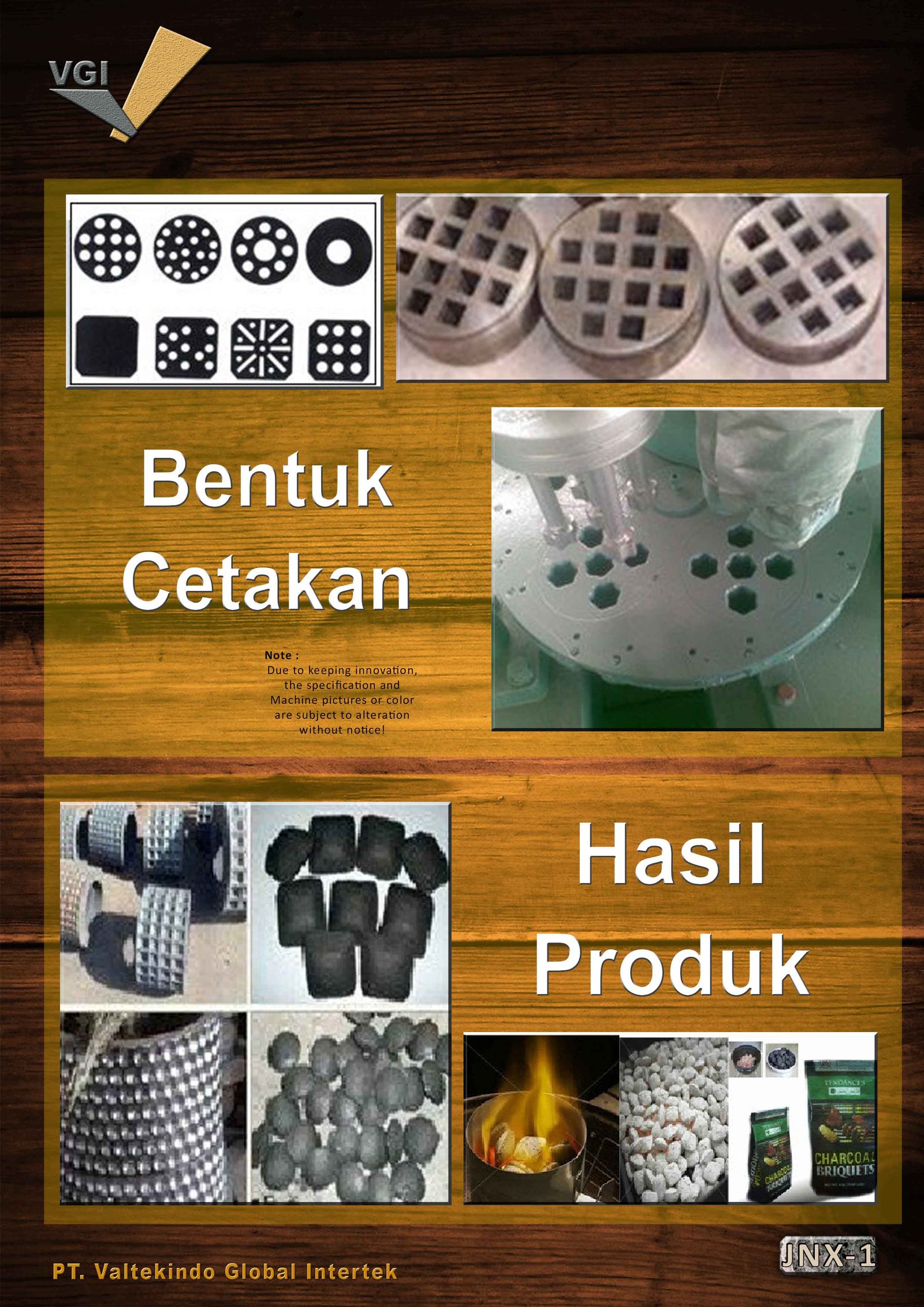 Biomass briquette machine (bentuk cetakan & hasil jadi)