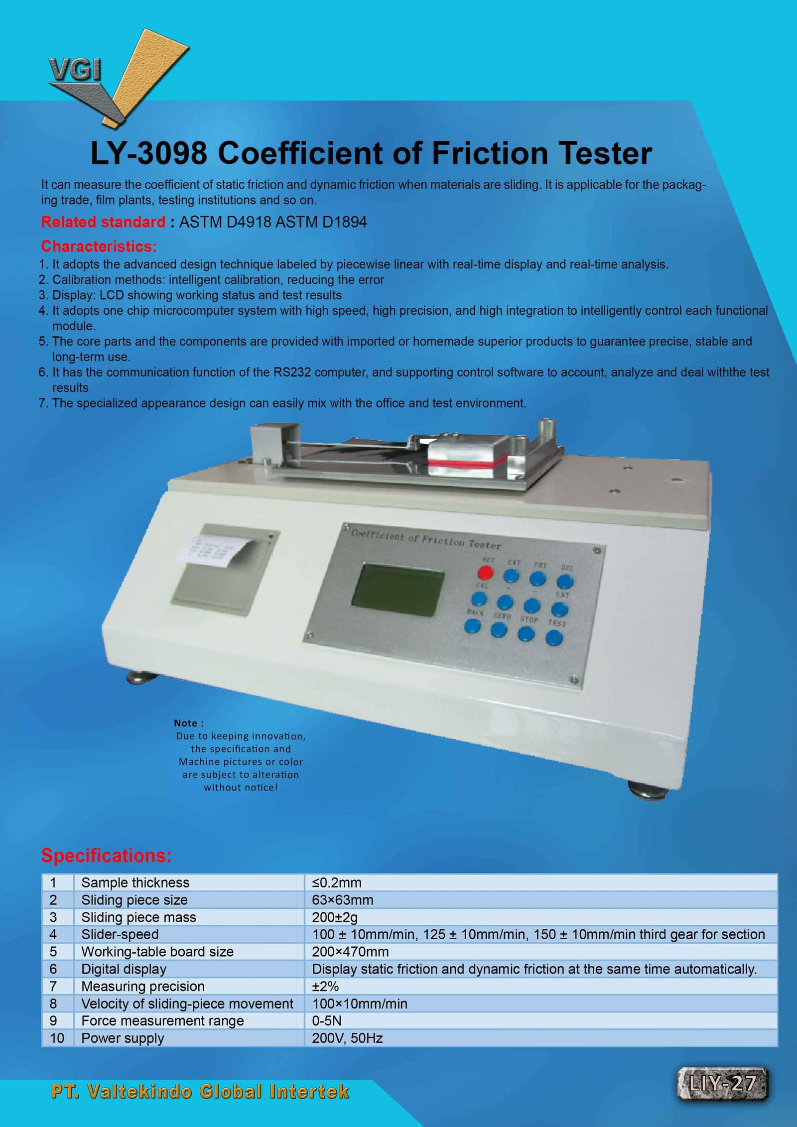 Coefficient Of Friction Tester