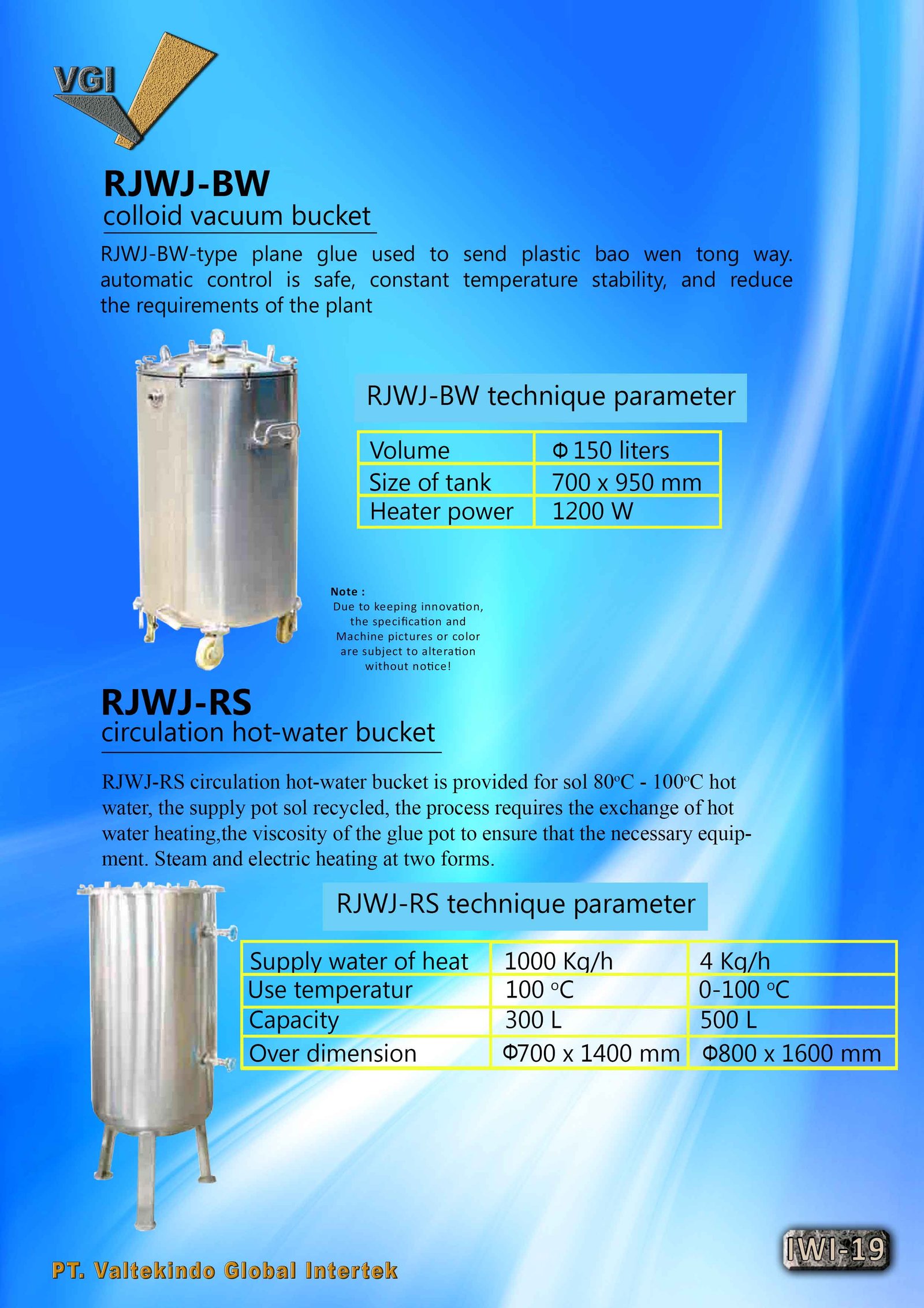 Colloid Vacuum Bucket & Circulation Hot-Water Bucket