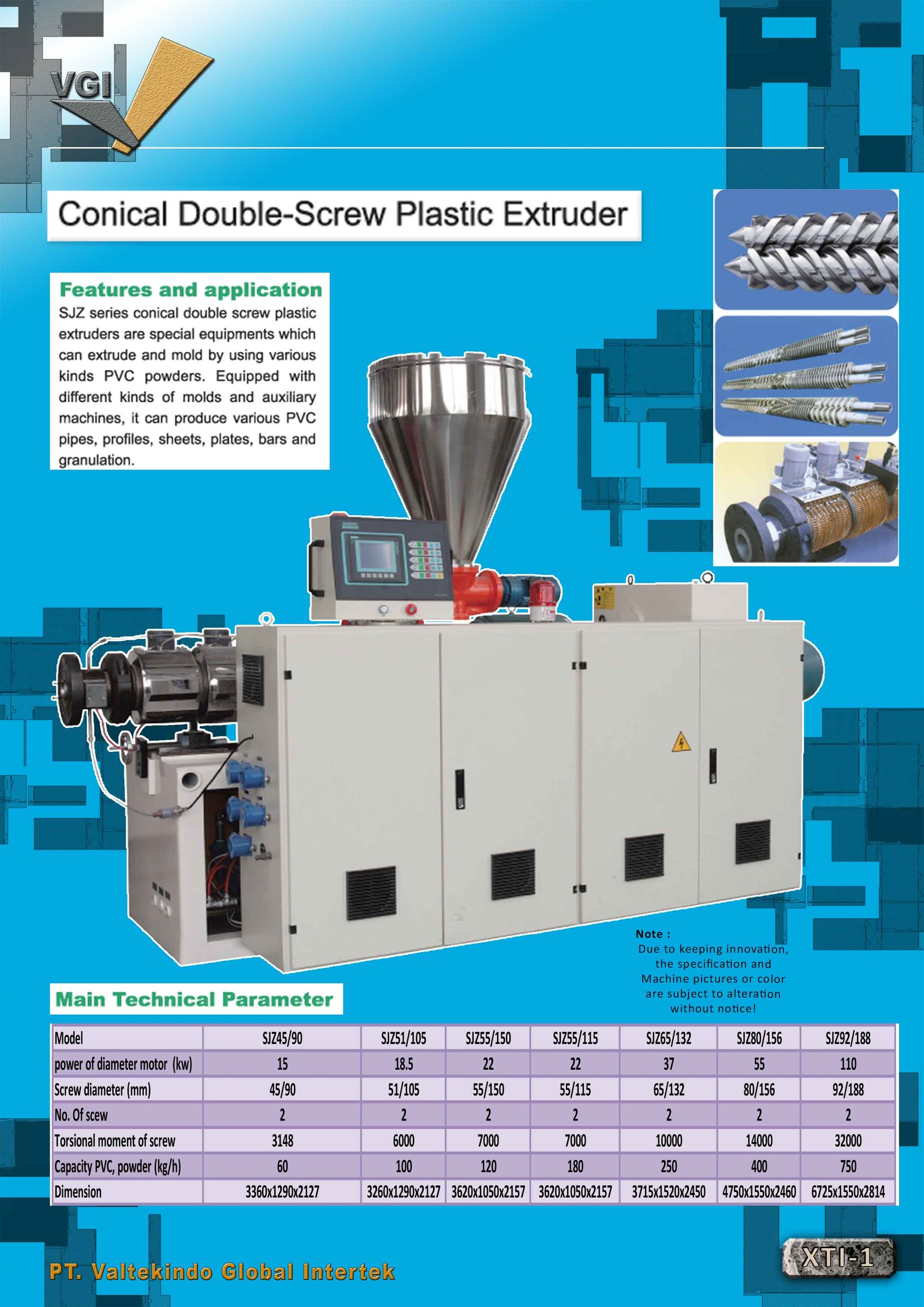 Conicle Double Screw Plastic Extruder