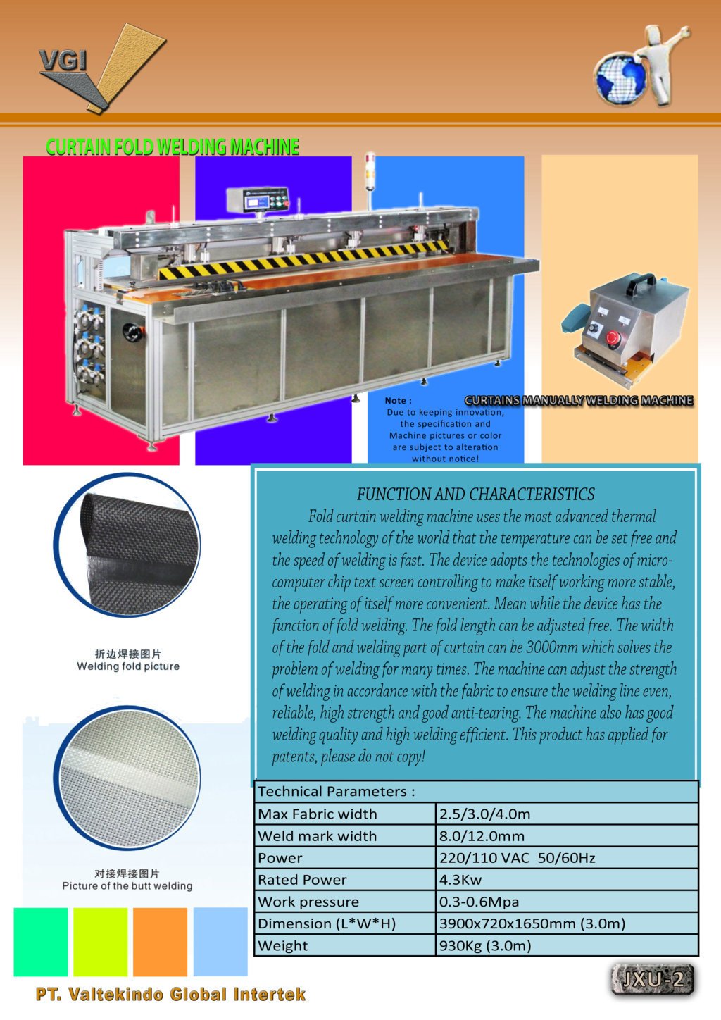 CURTAIN FOLD WELDING MACHINE