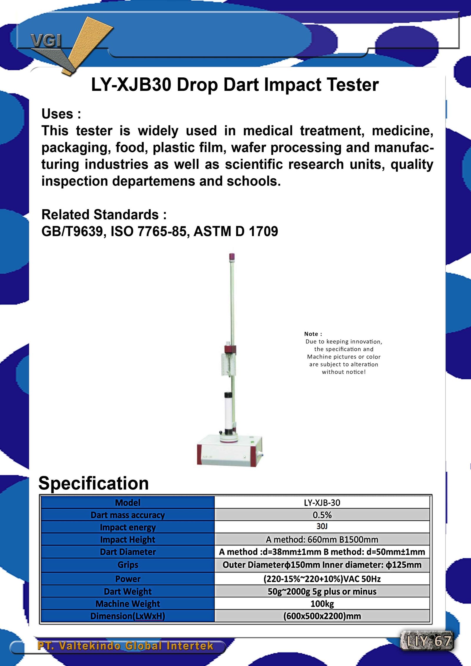 Drop Dart Impact Tester