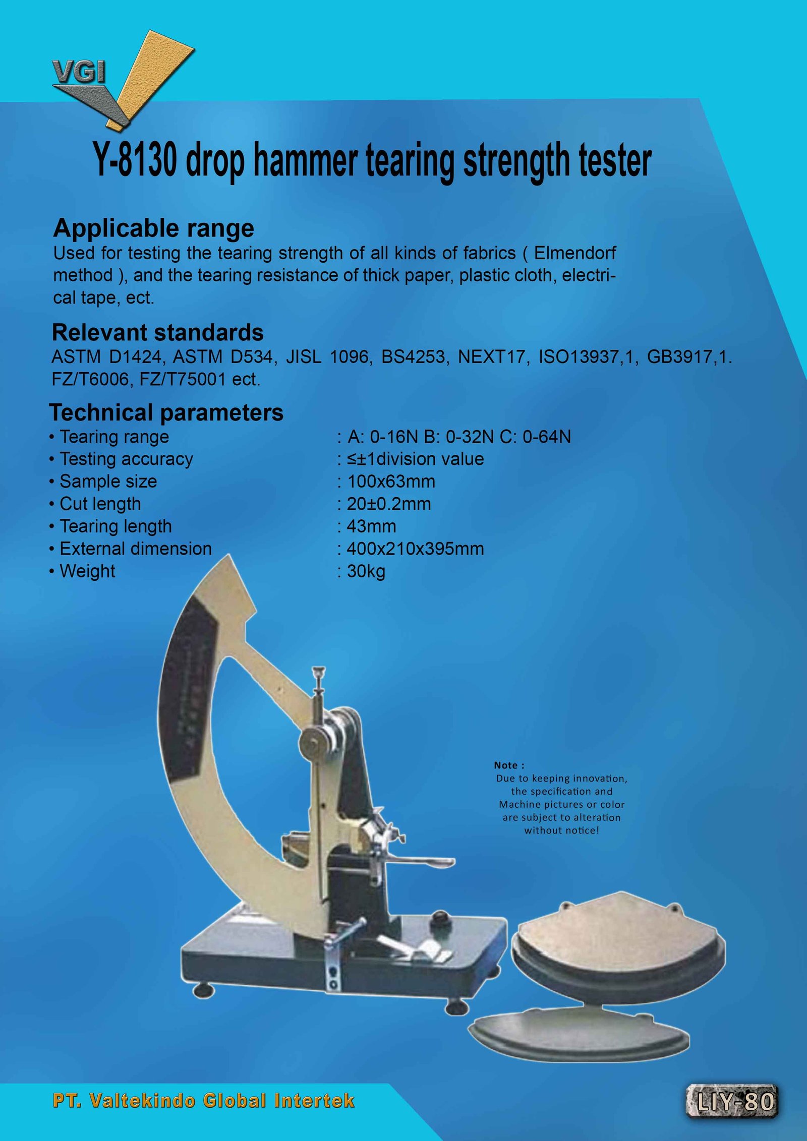 Drop Hammer Tearing Strength Tester