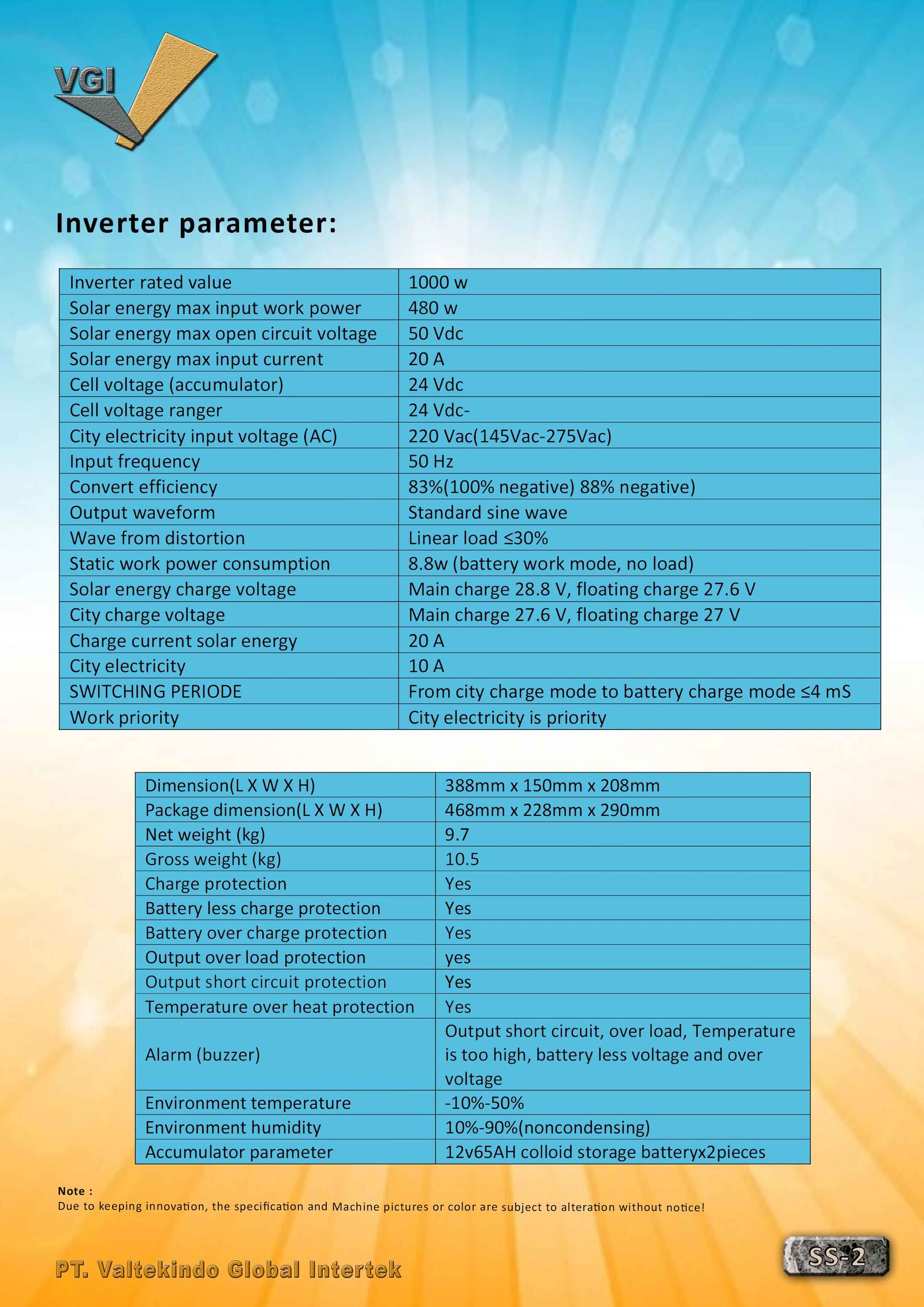 EDUCATIONAL PHOTOVOLTAIC SYSTEM Specification 