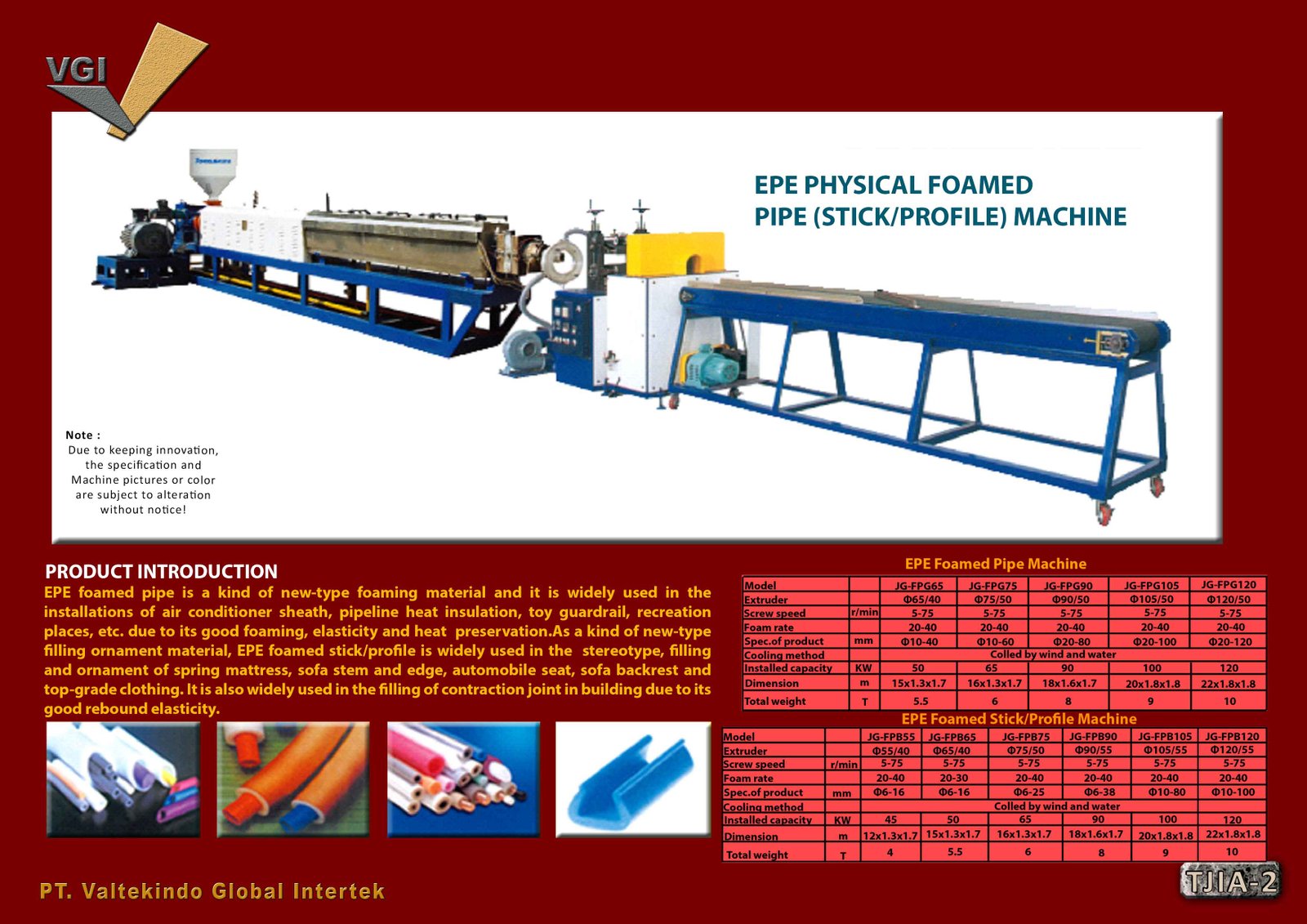 EPE PHYSICAL FOAMED PIPE (STICK / PROFILE)