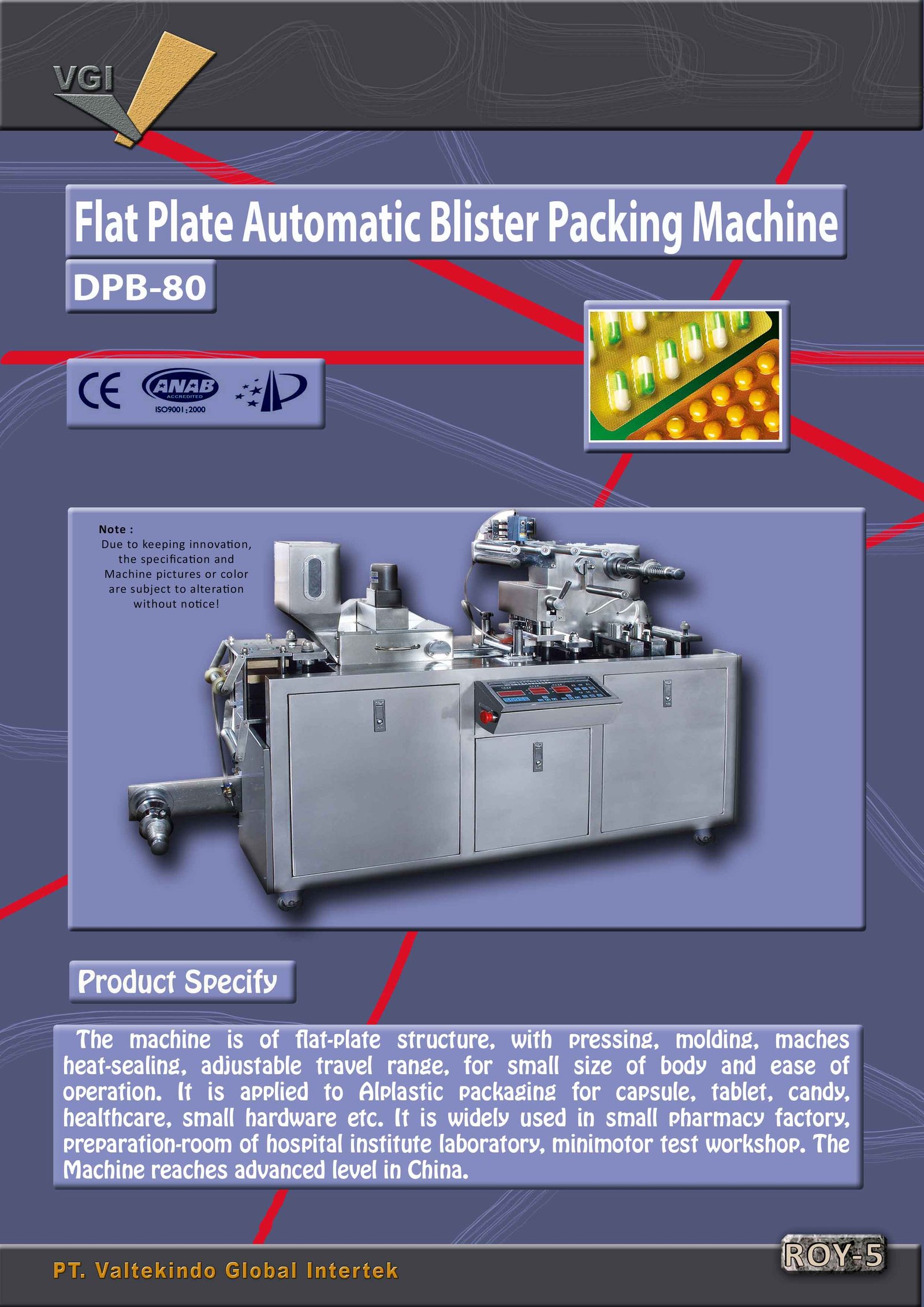 Flat Automatic Blister Packing Machine