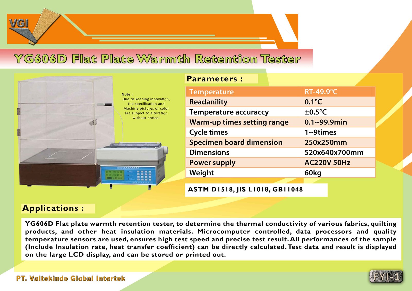 Flat Plate Warmth Retention Tester