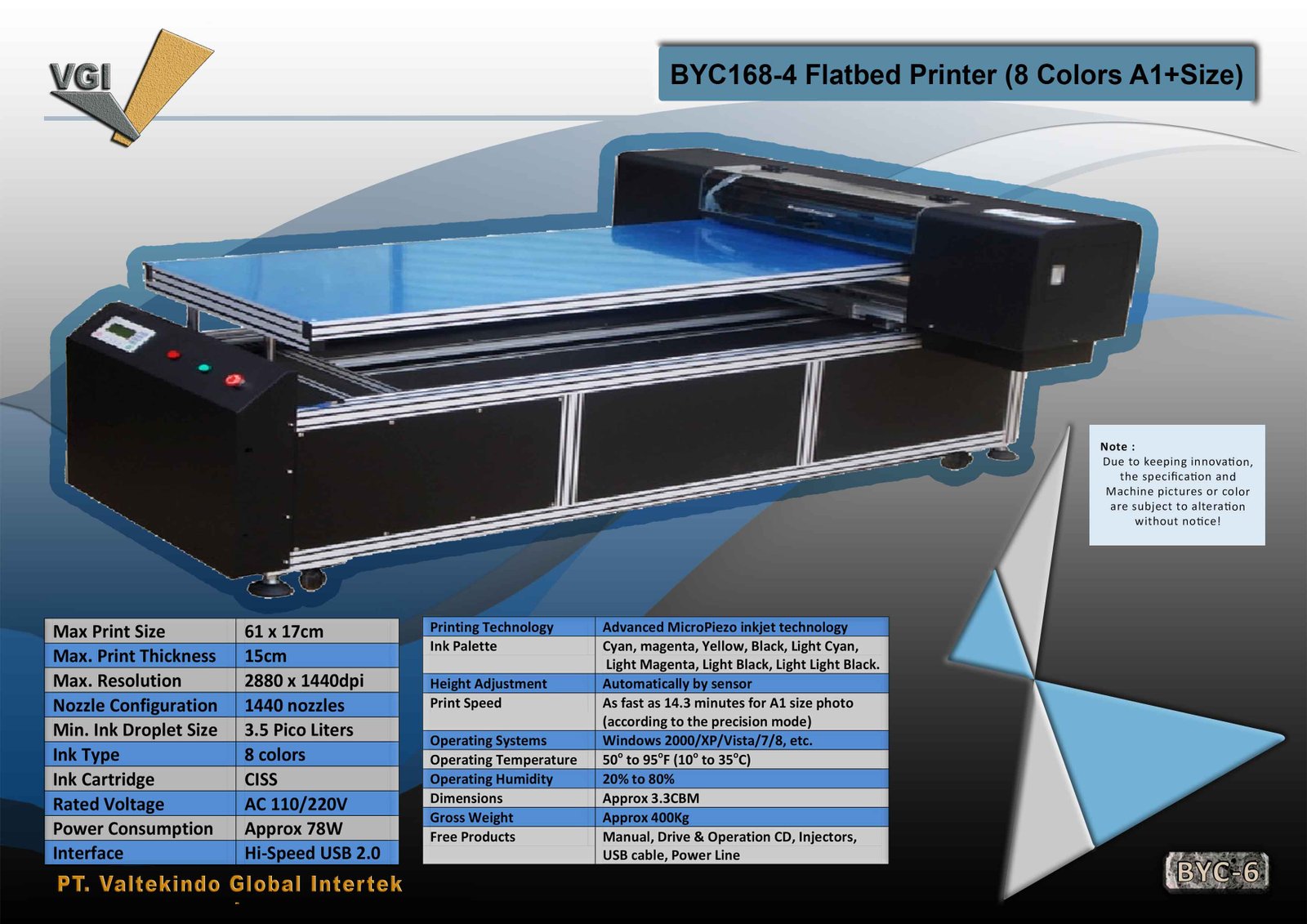 Flatbed Printer (8 Colors A1+Size)