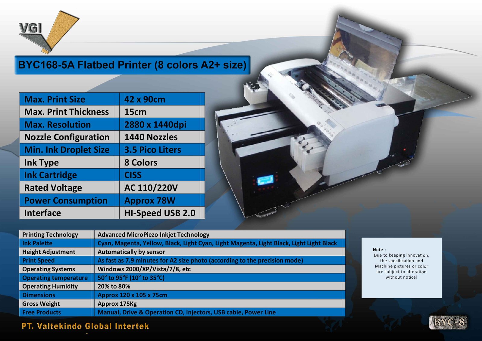 Flatbed Printer (8 Colors A2+ Size)