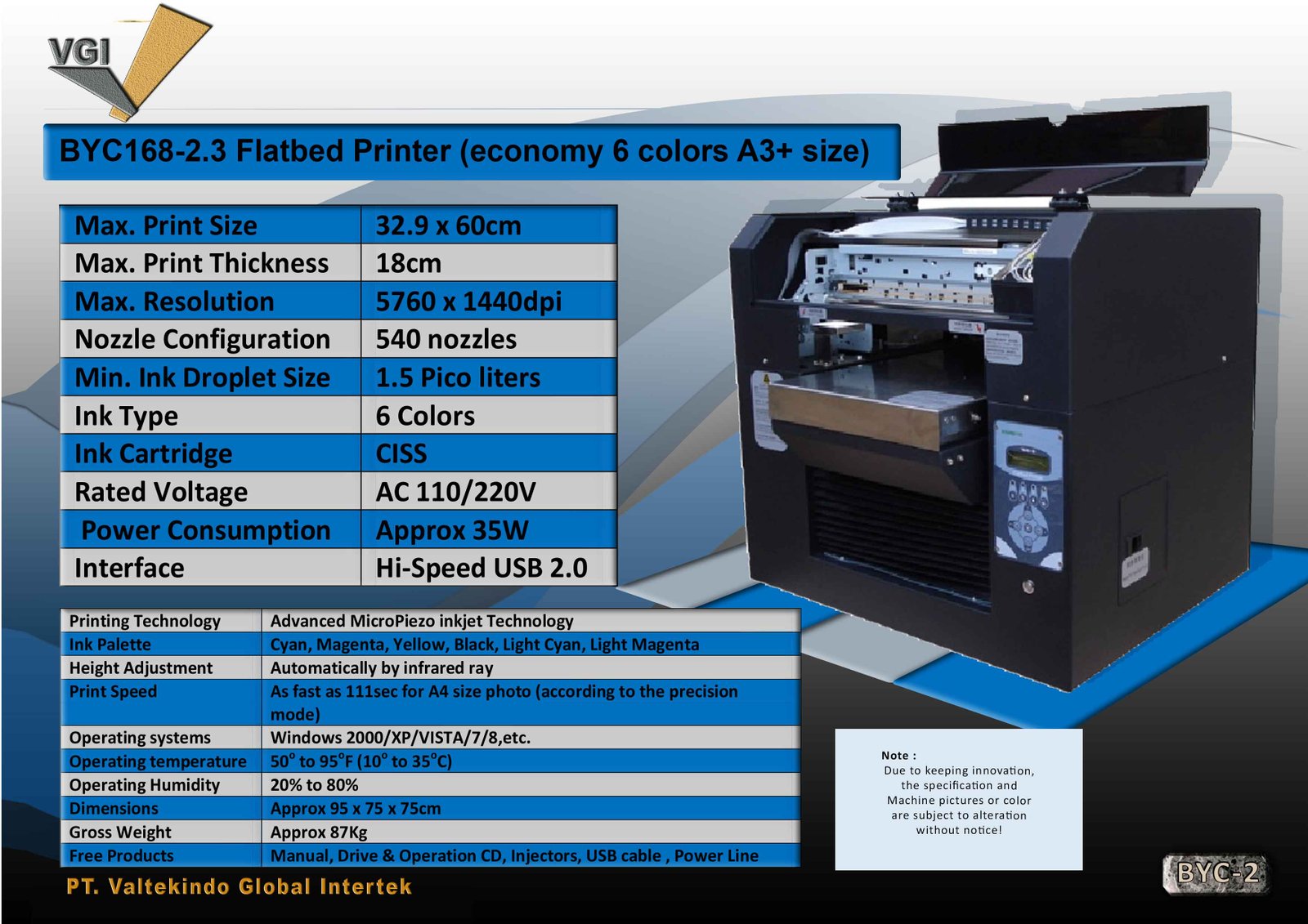 Flatbed Printer (Economy 6 Colors A3+ Size)