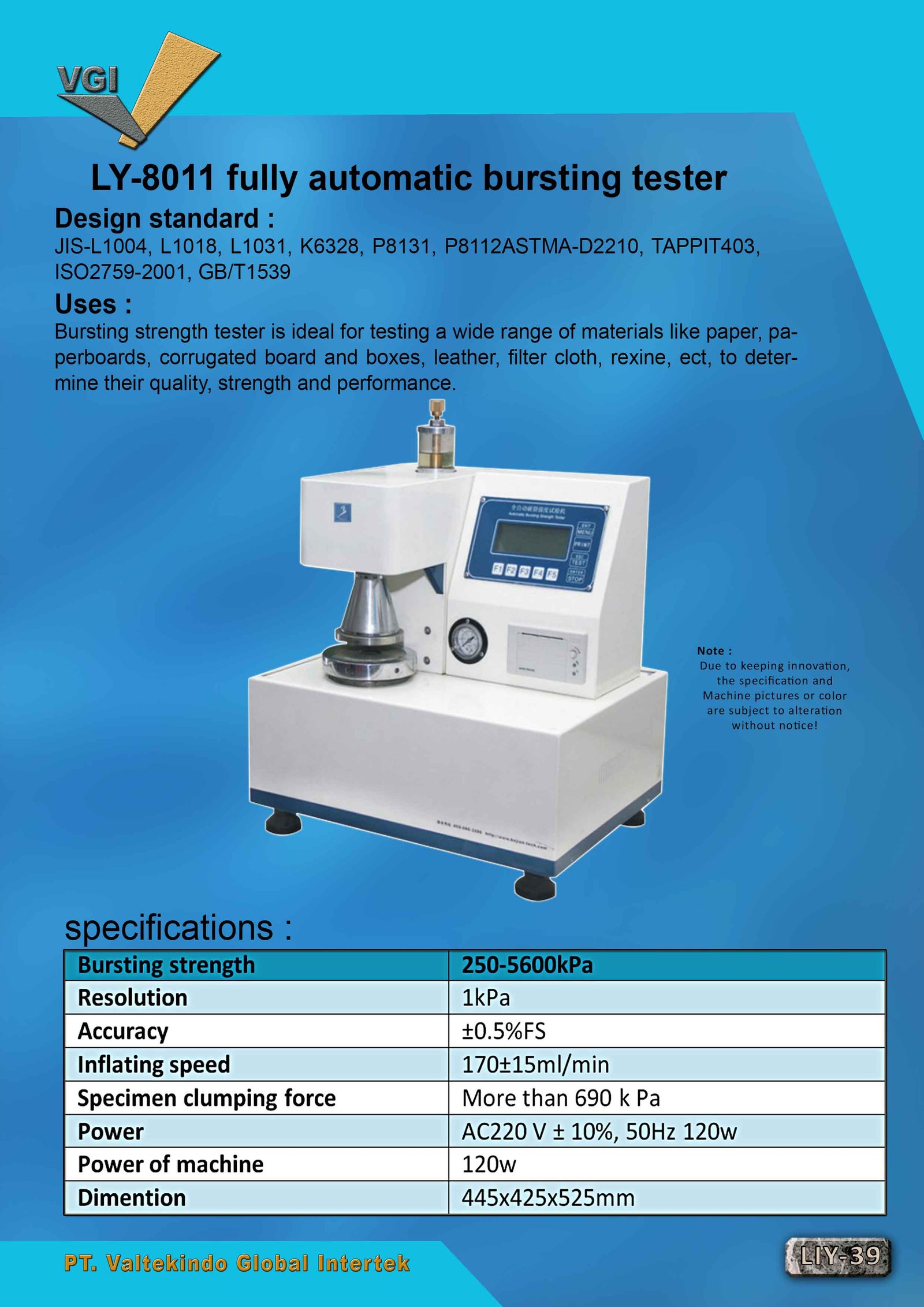 Fully Automatic Bursting Tester