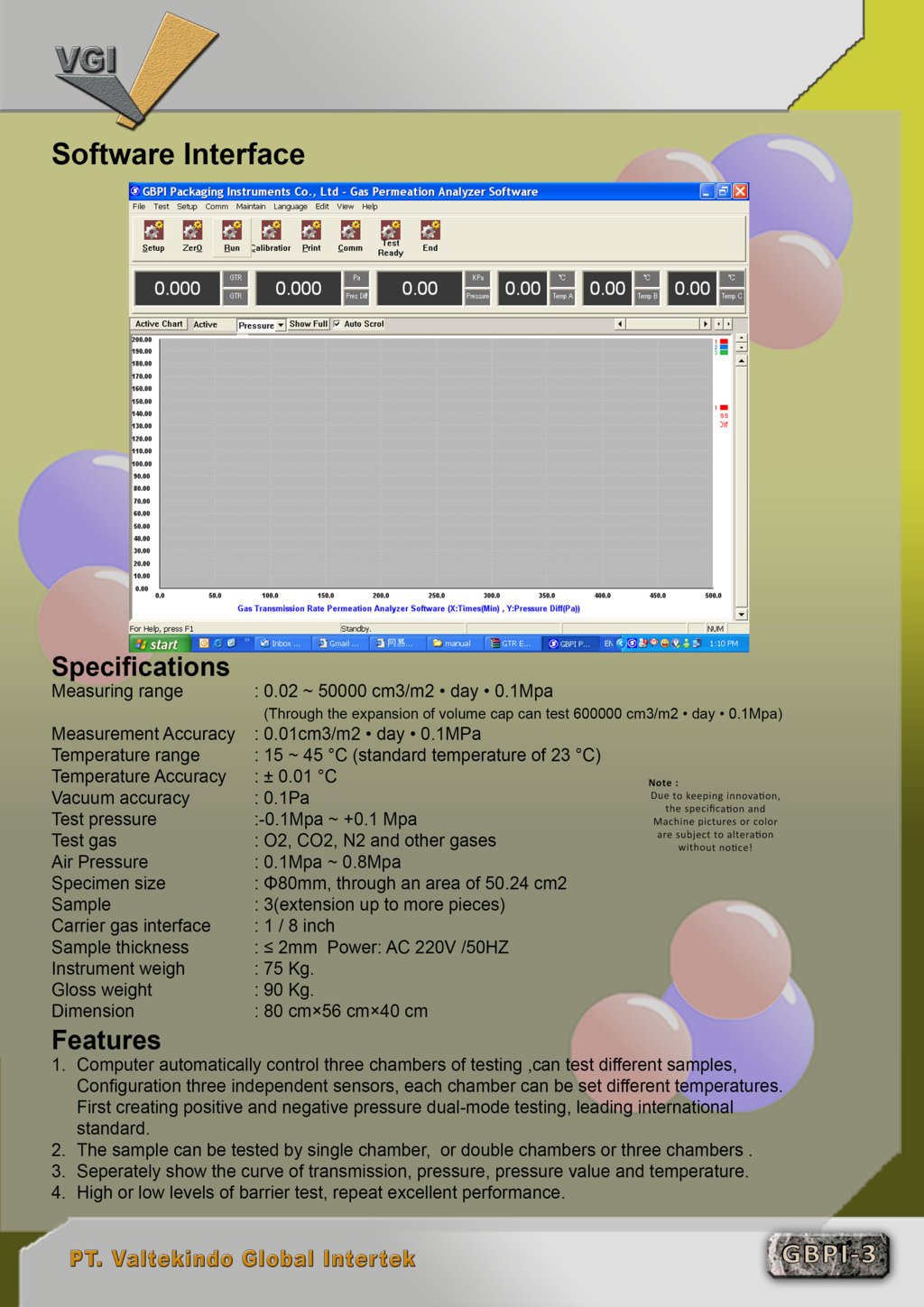 Gas Permeation Analyzer Specification