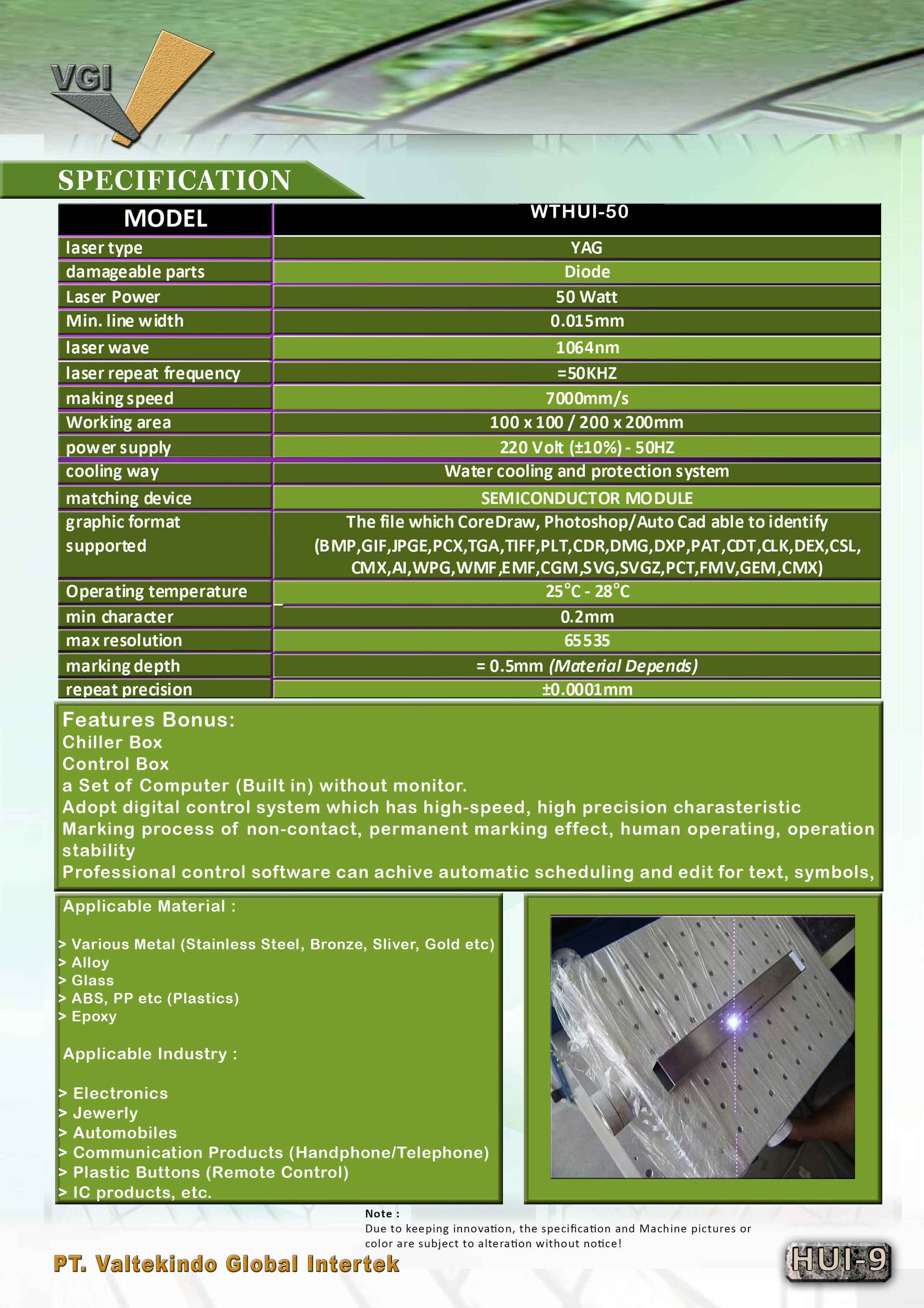 Grafir Laser Logam dan Non Logam Spec