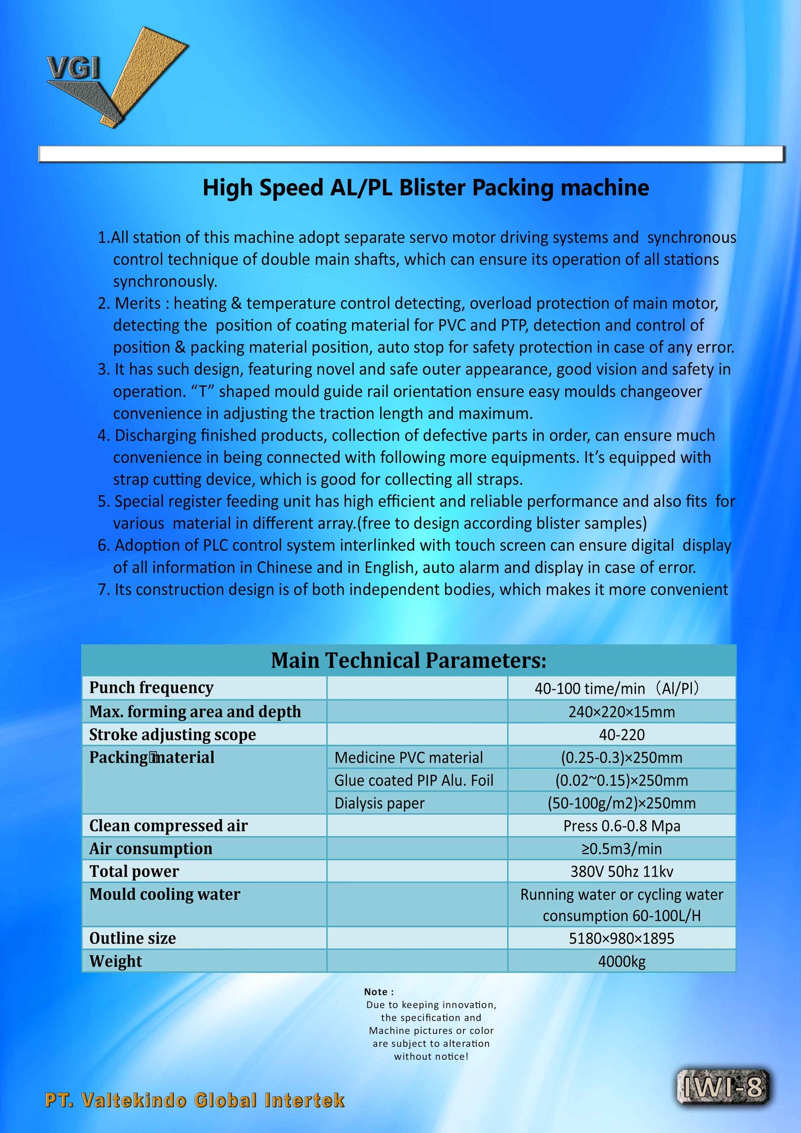 High Speed AL/PL Blister Packing Machine 