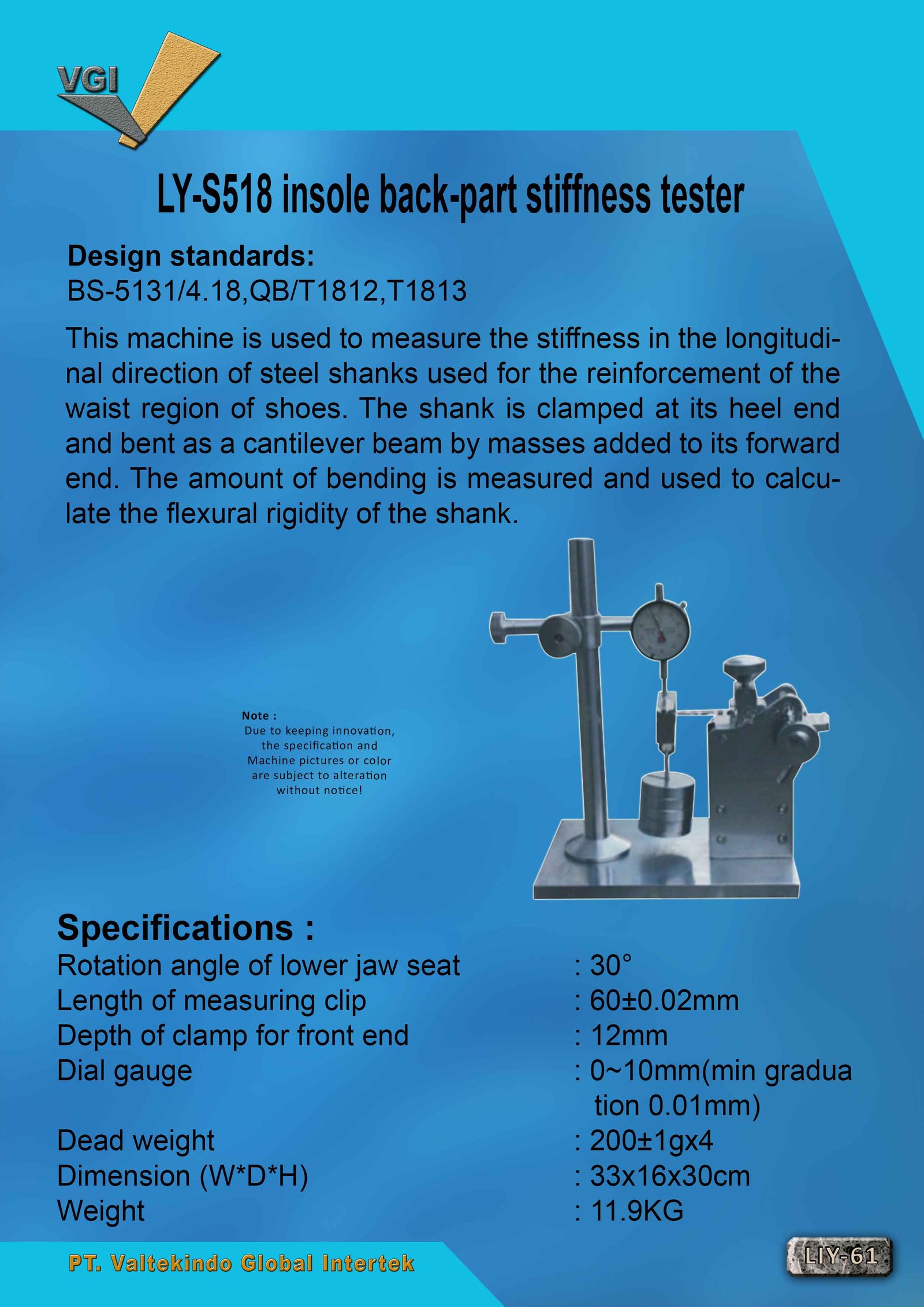 Insole Back Part Stiffness Tester