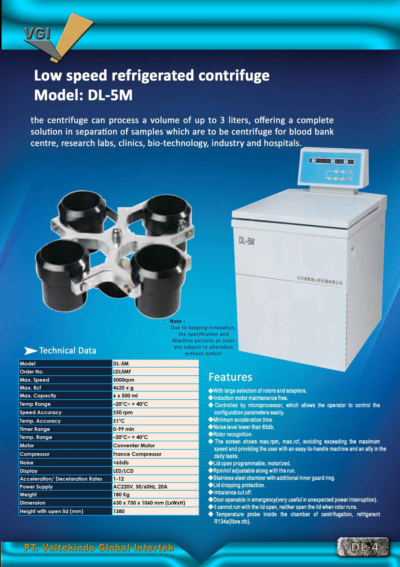 Low Speed Refrigerated Contrifuge 