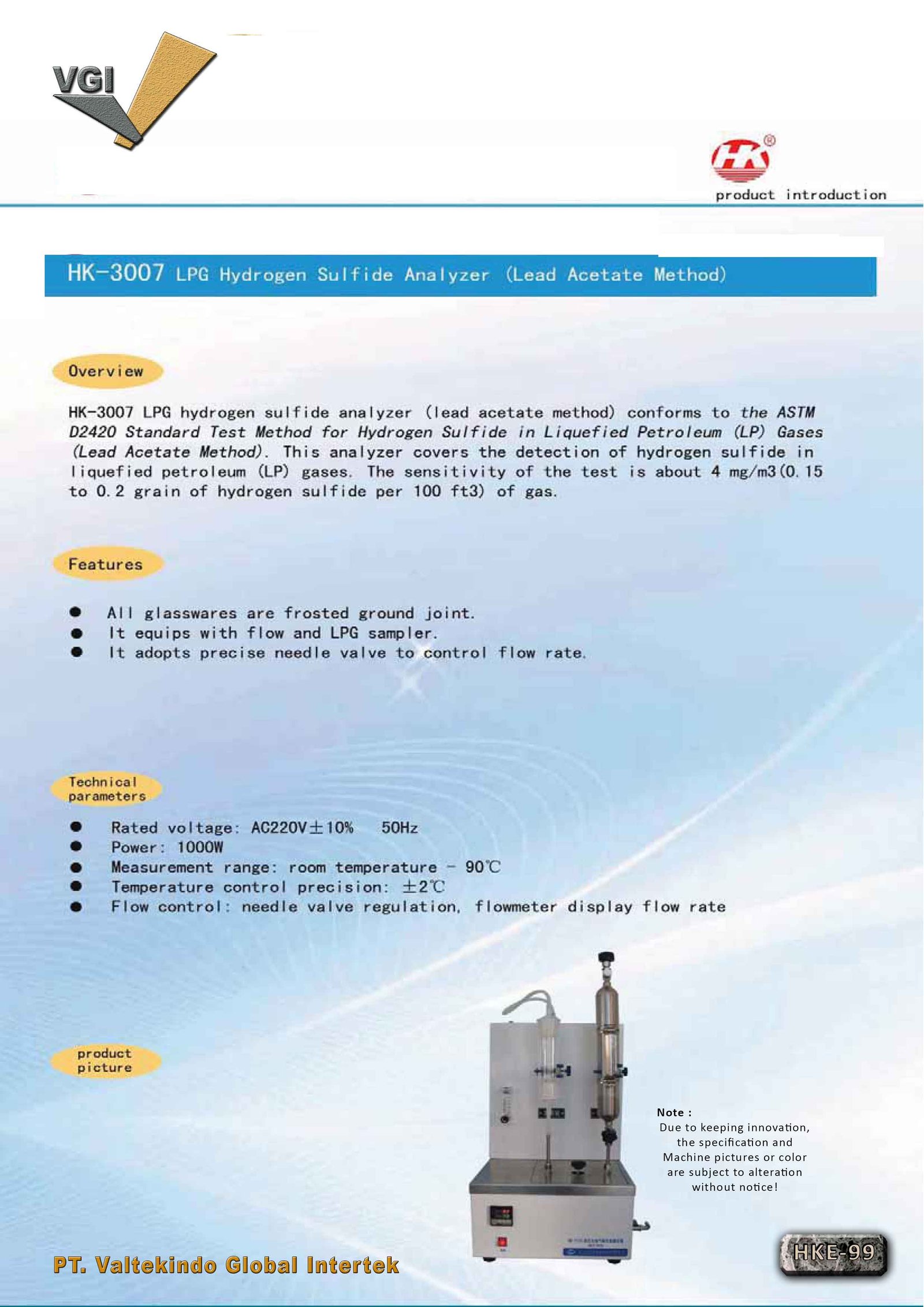 LPG Hydrogen Sulfide Analyzer (Lead Acetate Method)