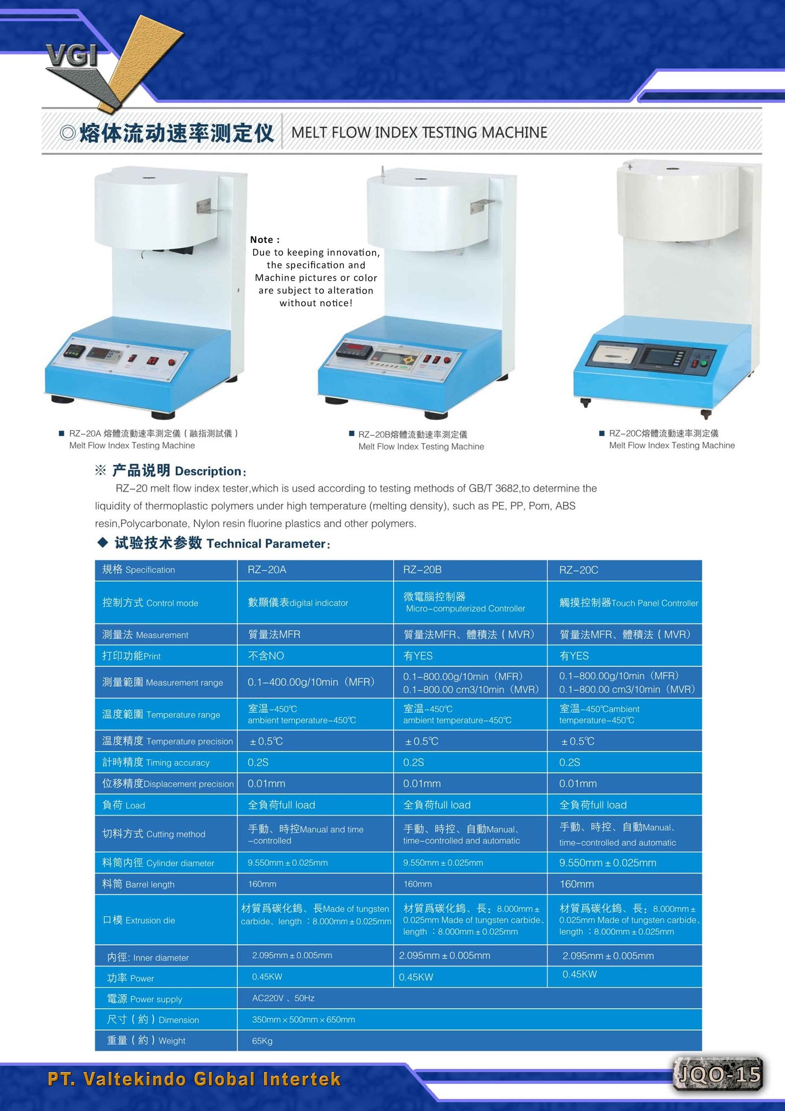 Melt Flow Index Testing Machine