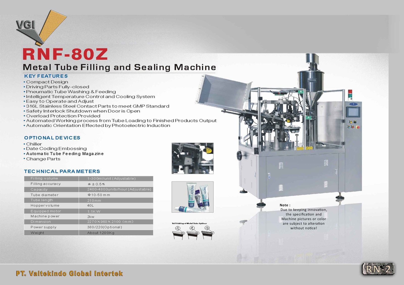 Metal Tube Filling And Sealing Machine