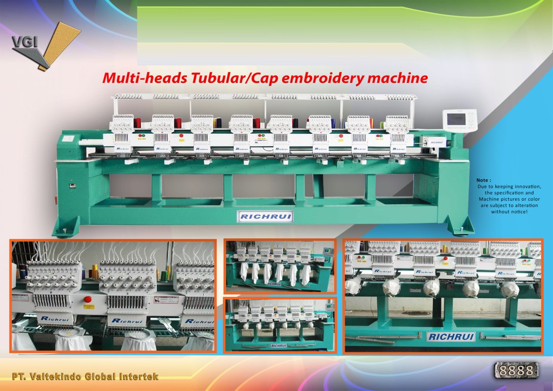 Multi heads Tubular Cap embroidery machine3 