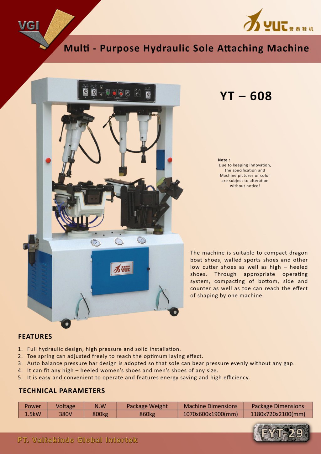 Multi purpose Hydraulic Sole Attaching Machine