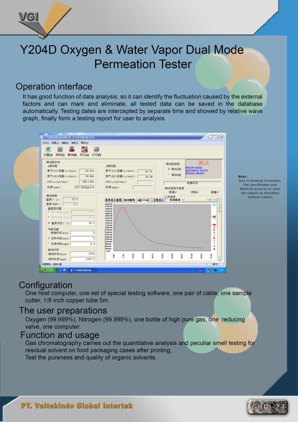 Oxygen & Water Vapor Dual Mode Permeation Tester Operation Interface