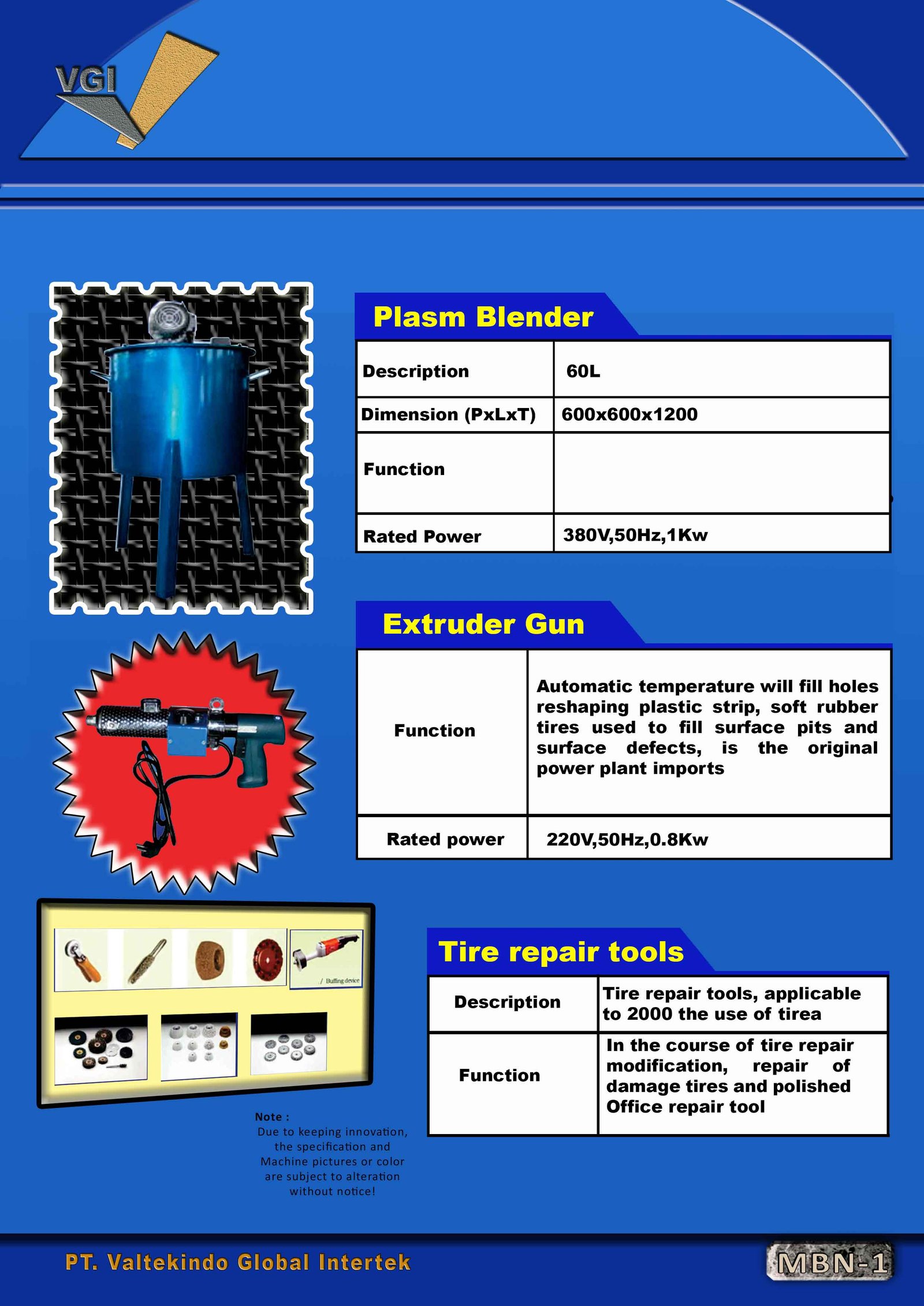 Plasm Blender , Extruder Gun , Tire Repair Tools