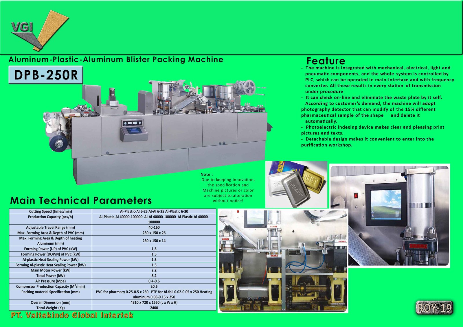 Plastic Alumunium Blister Packing Machine