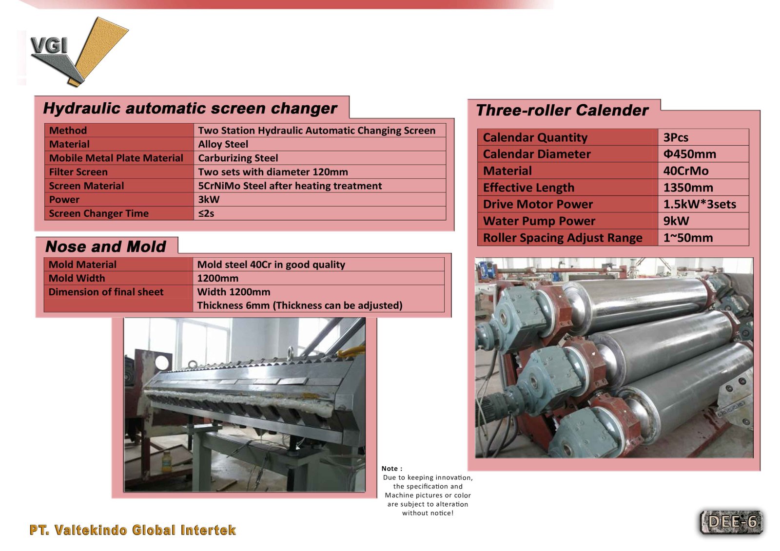 Plastic Sheet Production Line 600mm 6