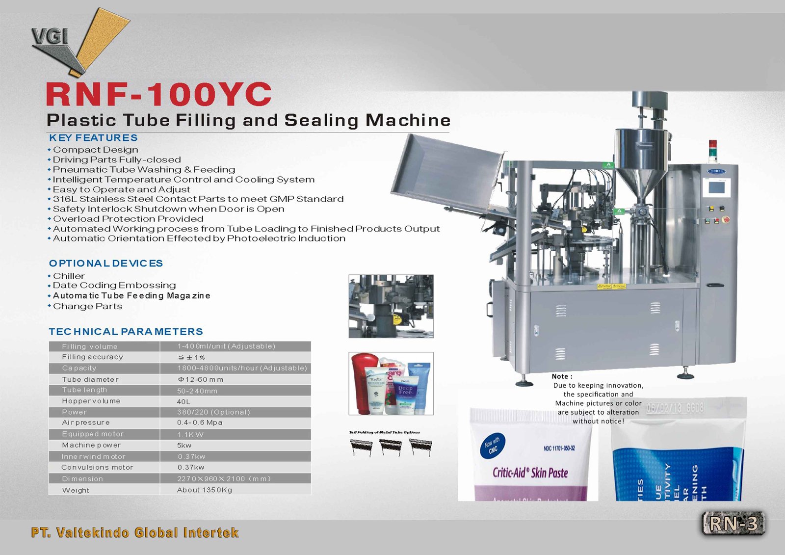 Plastic Tube Filling And Sealing Machine