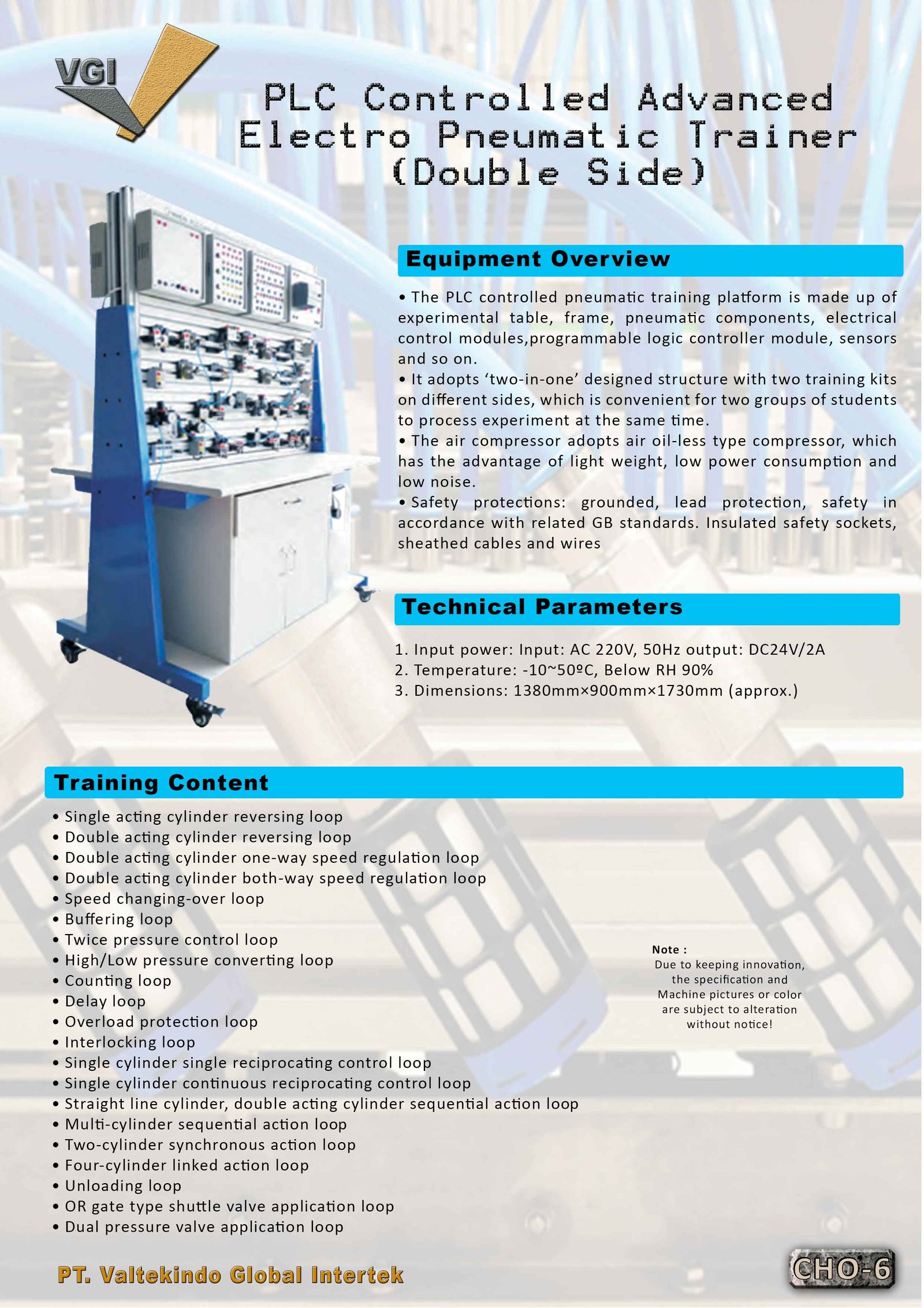 PLC Controlled Advanced Electro Pneumatic Trainer (Double Side)