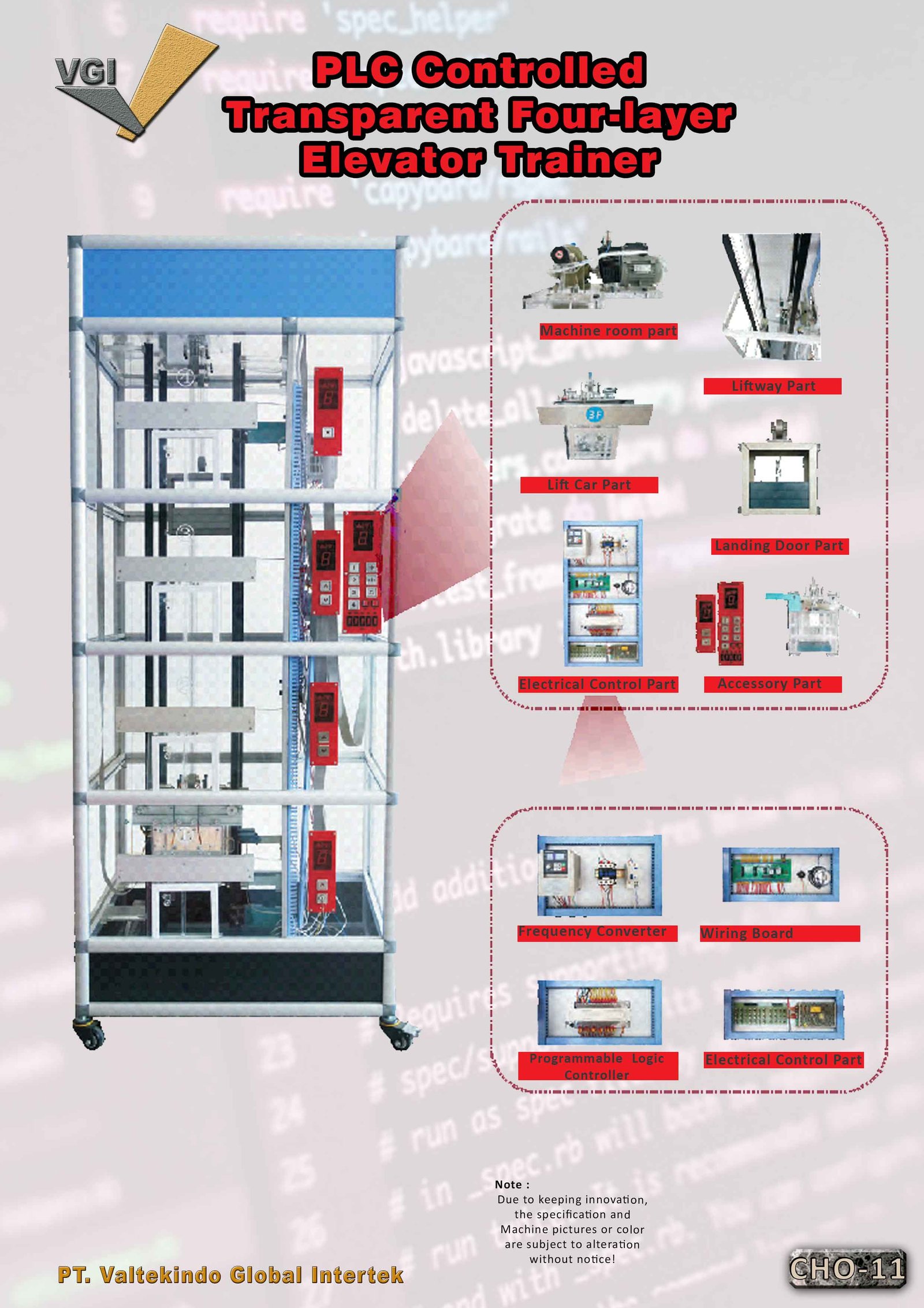 PLC Controlled Transparent Four-layer Elevator Trainer