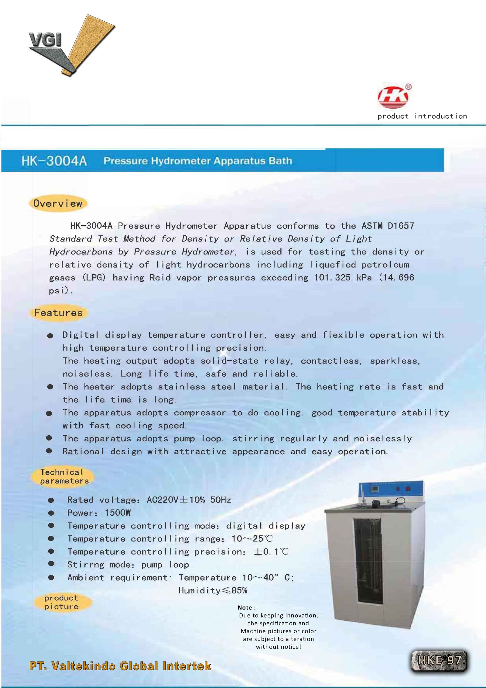 Pressure Hydrometer Apparatus Bath