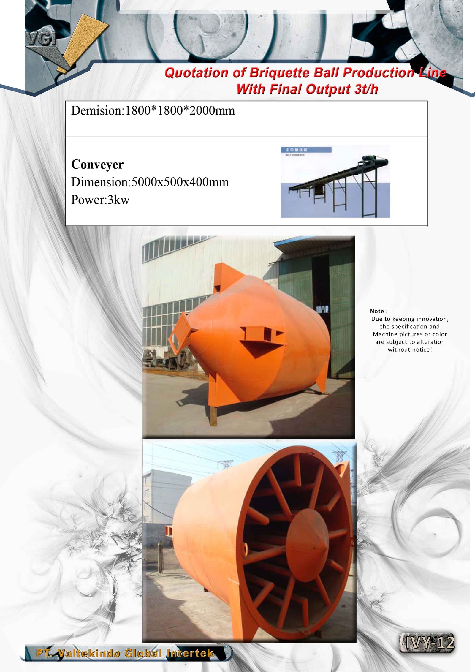 Quotation of briquette ball production line With final output 3t per h (2)