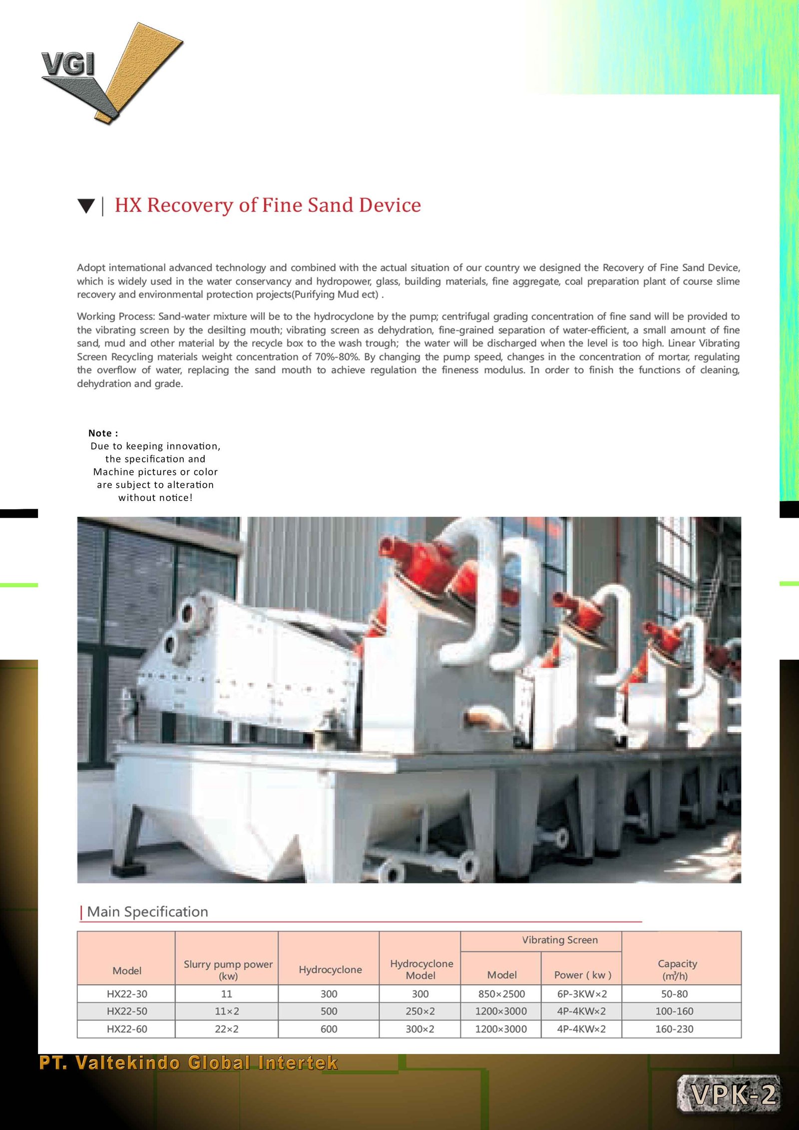 Recovery Of Fine Sand Device