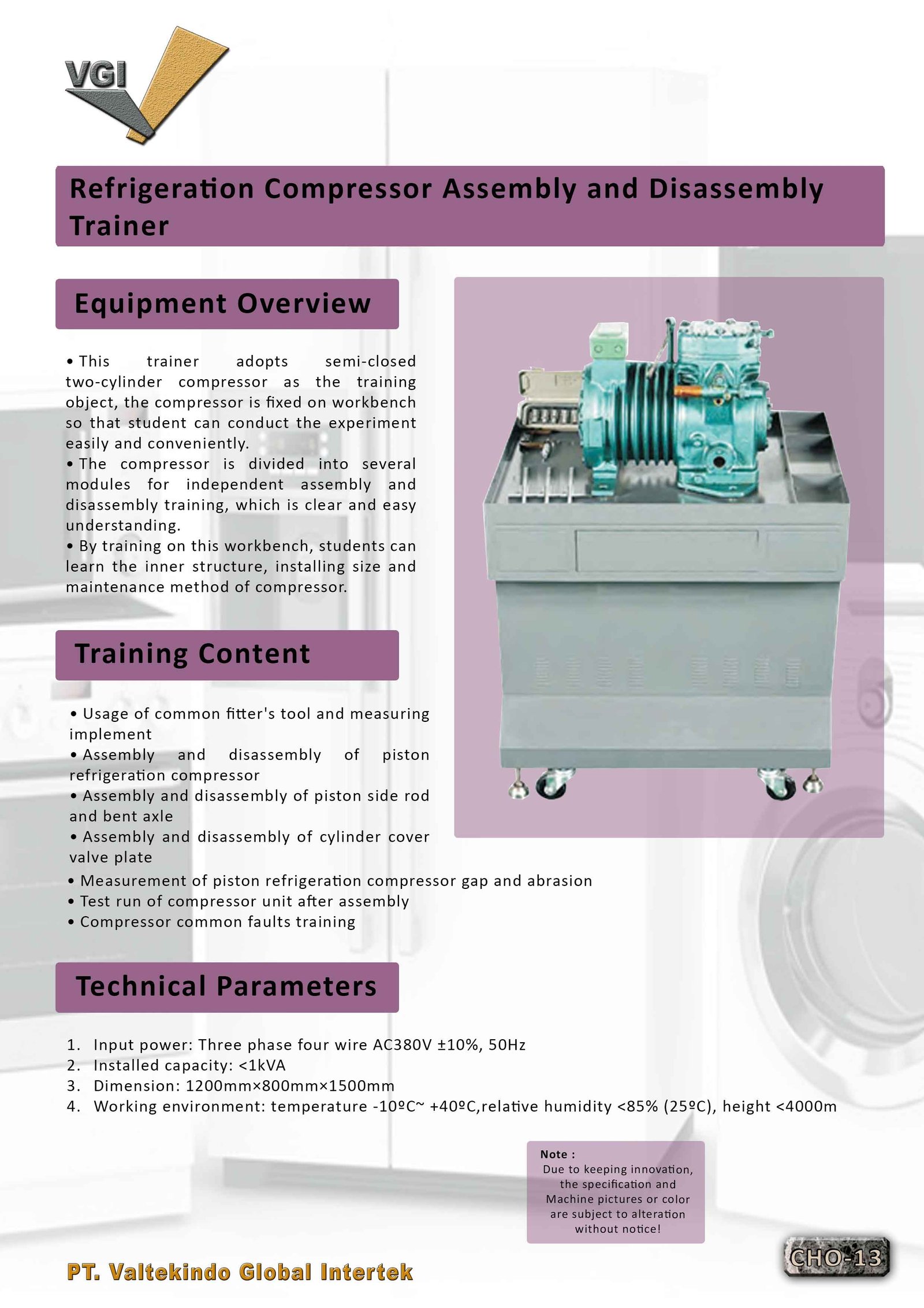 Refrigeration Compressor Assembly and Disassembly Trainer 