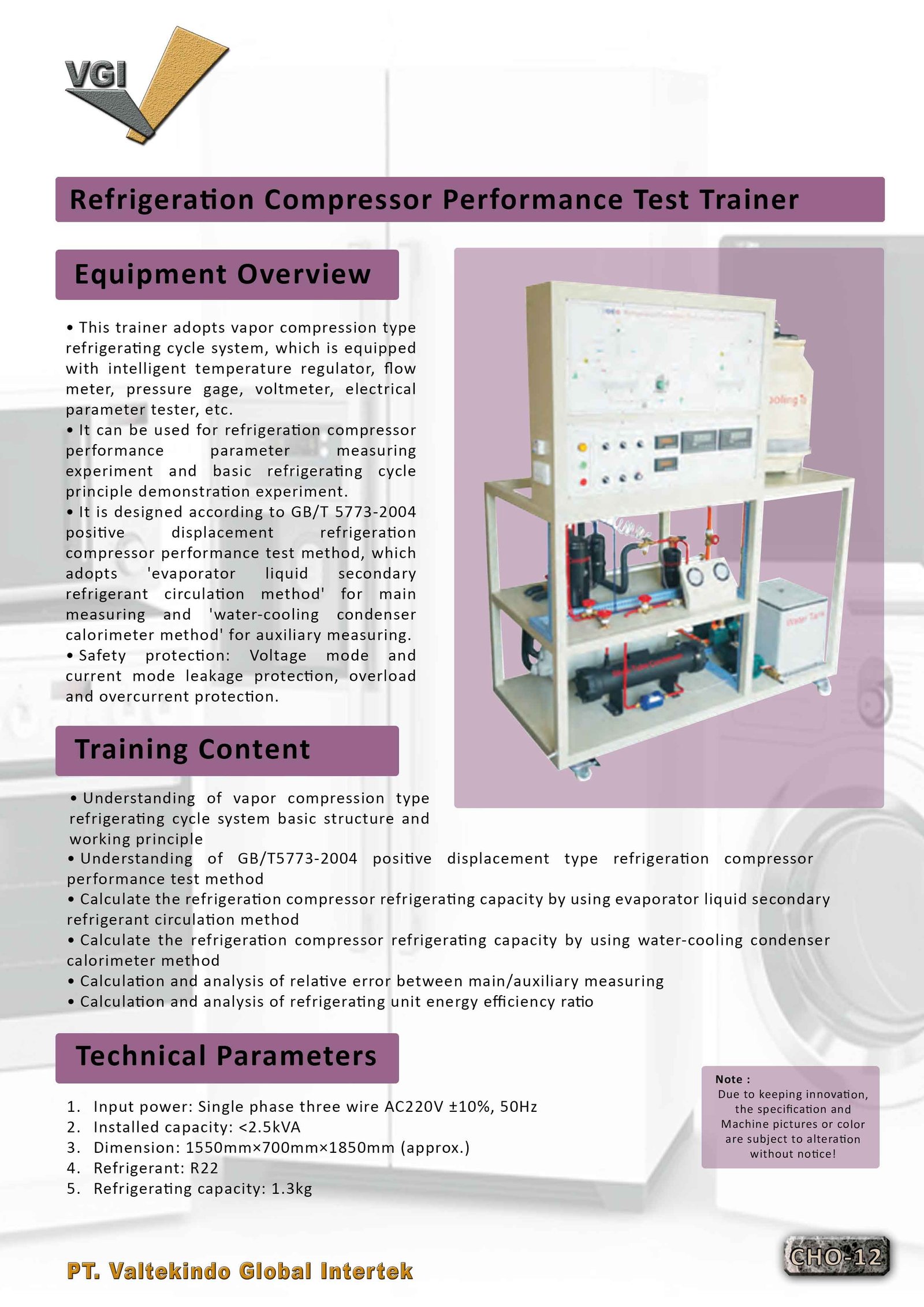 Refrigeration Compressor Performance Test Trainer 1 