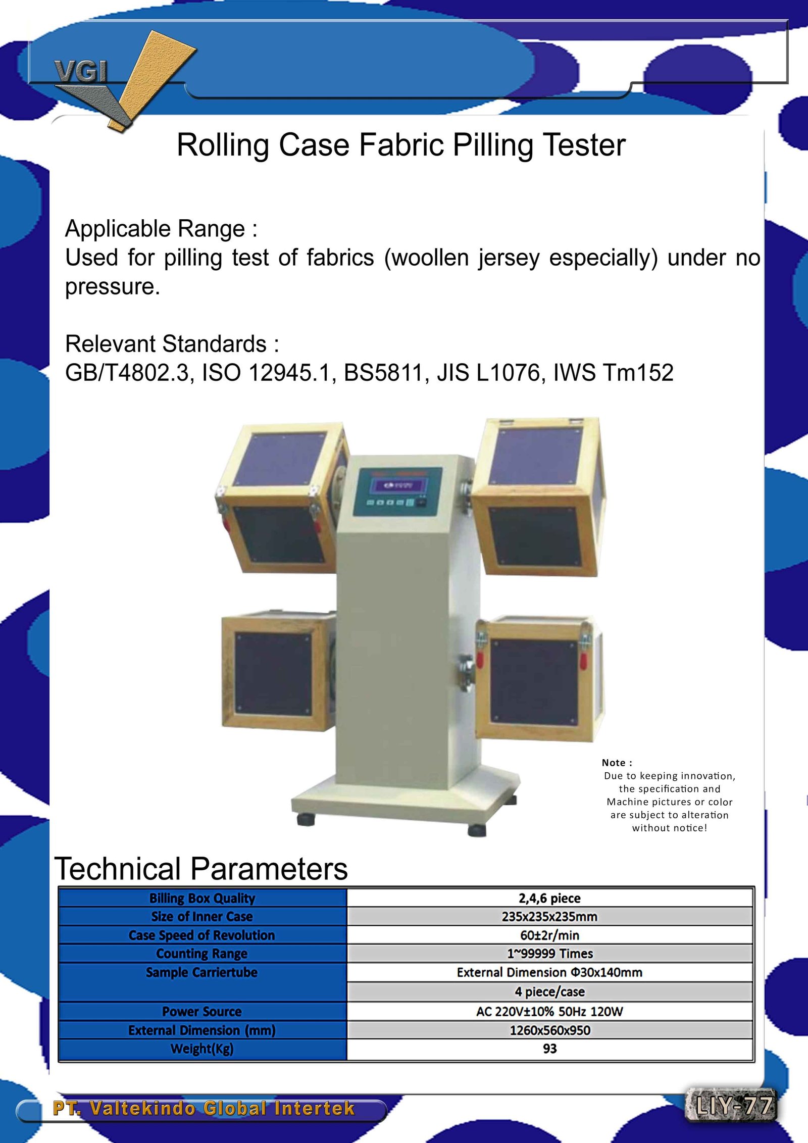 Rolling Case Fabric Pilling Tester