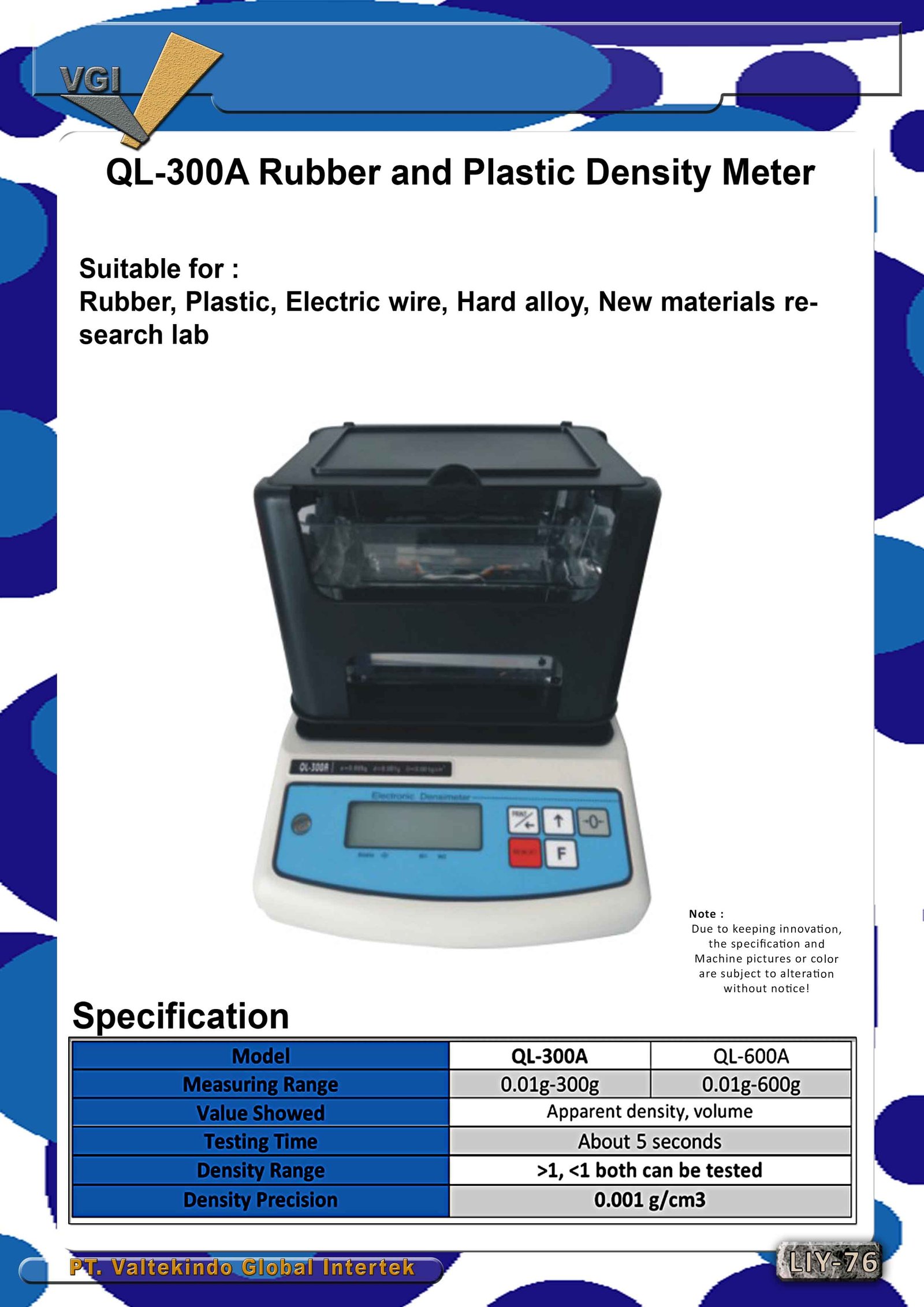 Rubber And Plastic Density Meter