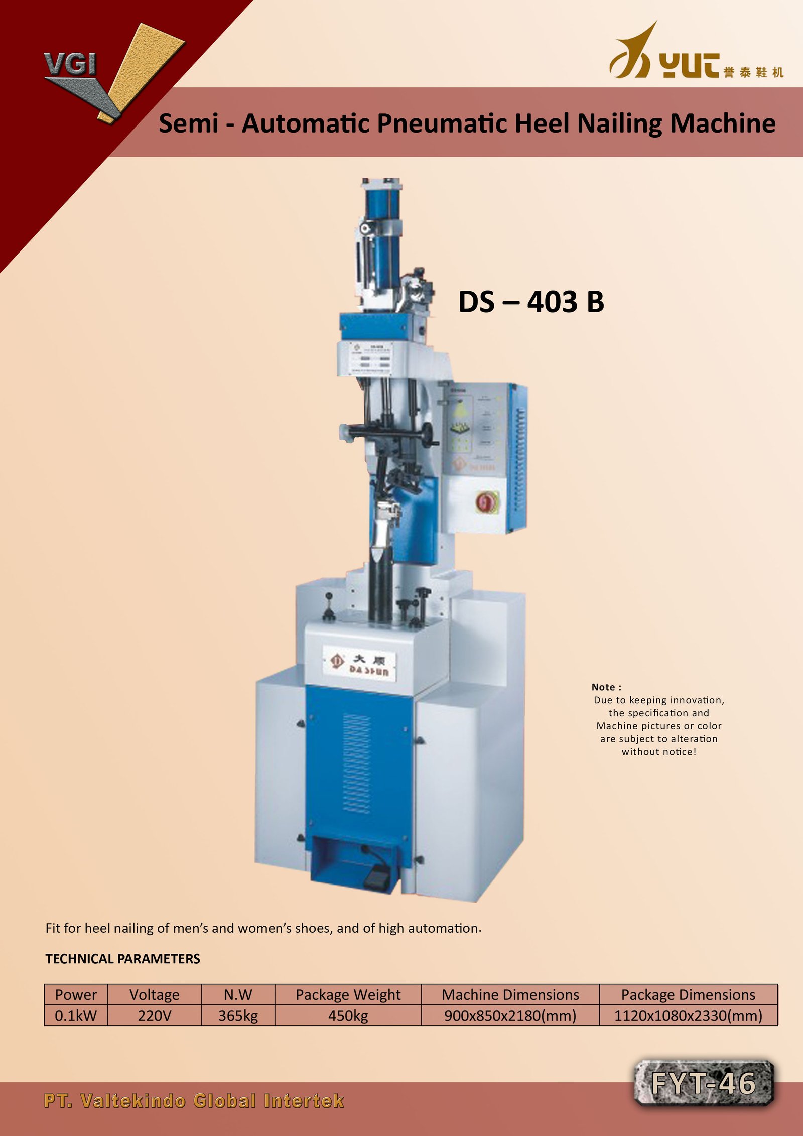 Semi automatic Pneumatic Heel Nailling Machine