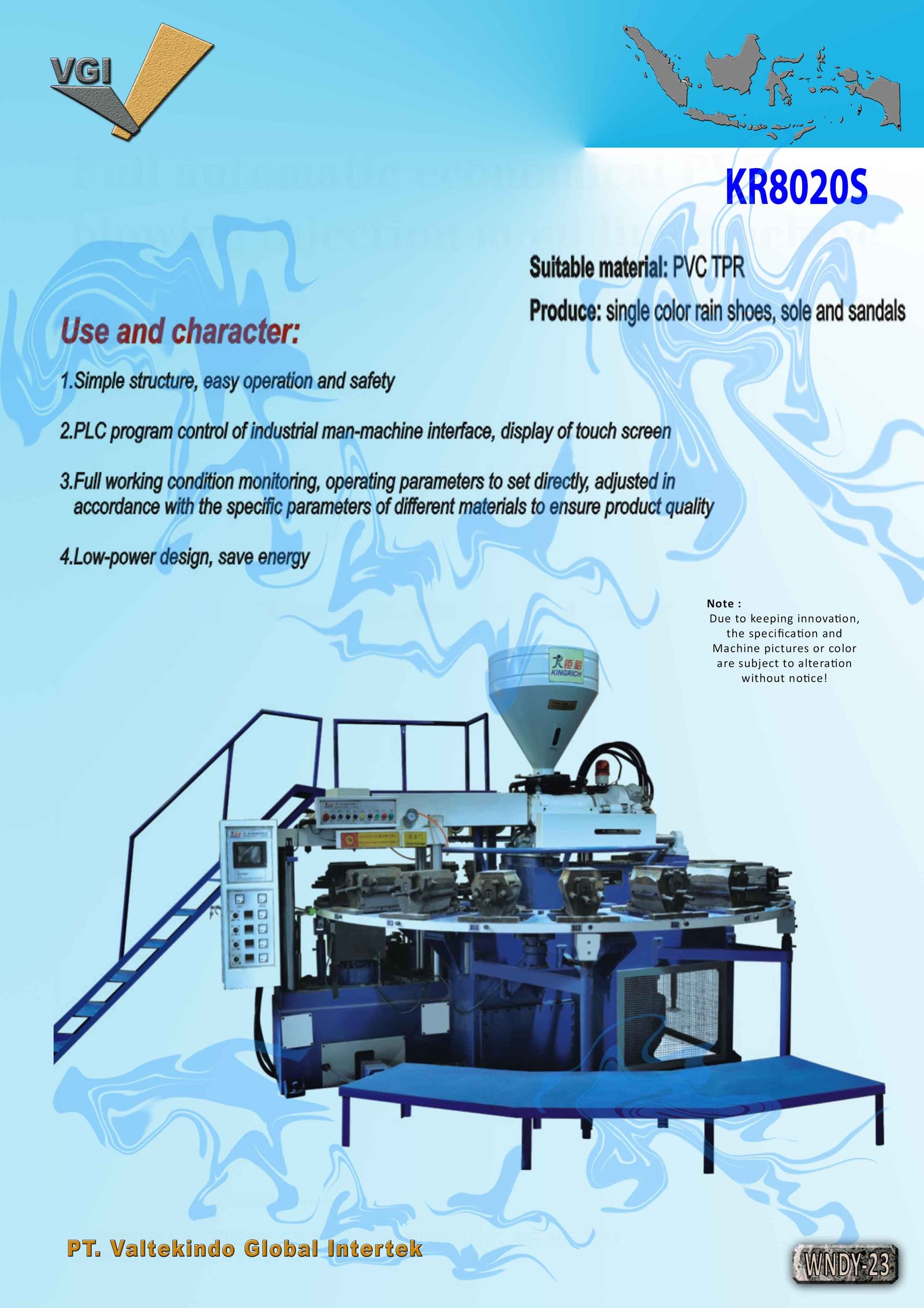 Single Color rain shoes Sole Moulding Machine  