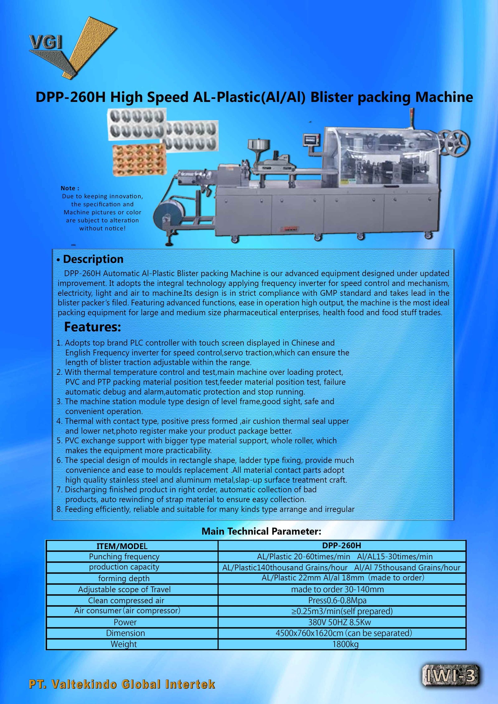 Speed ALPlastic Blister Packing Machine